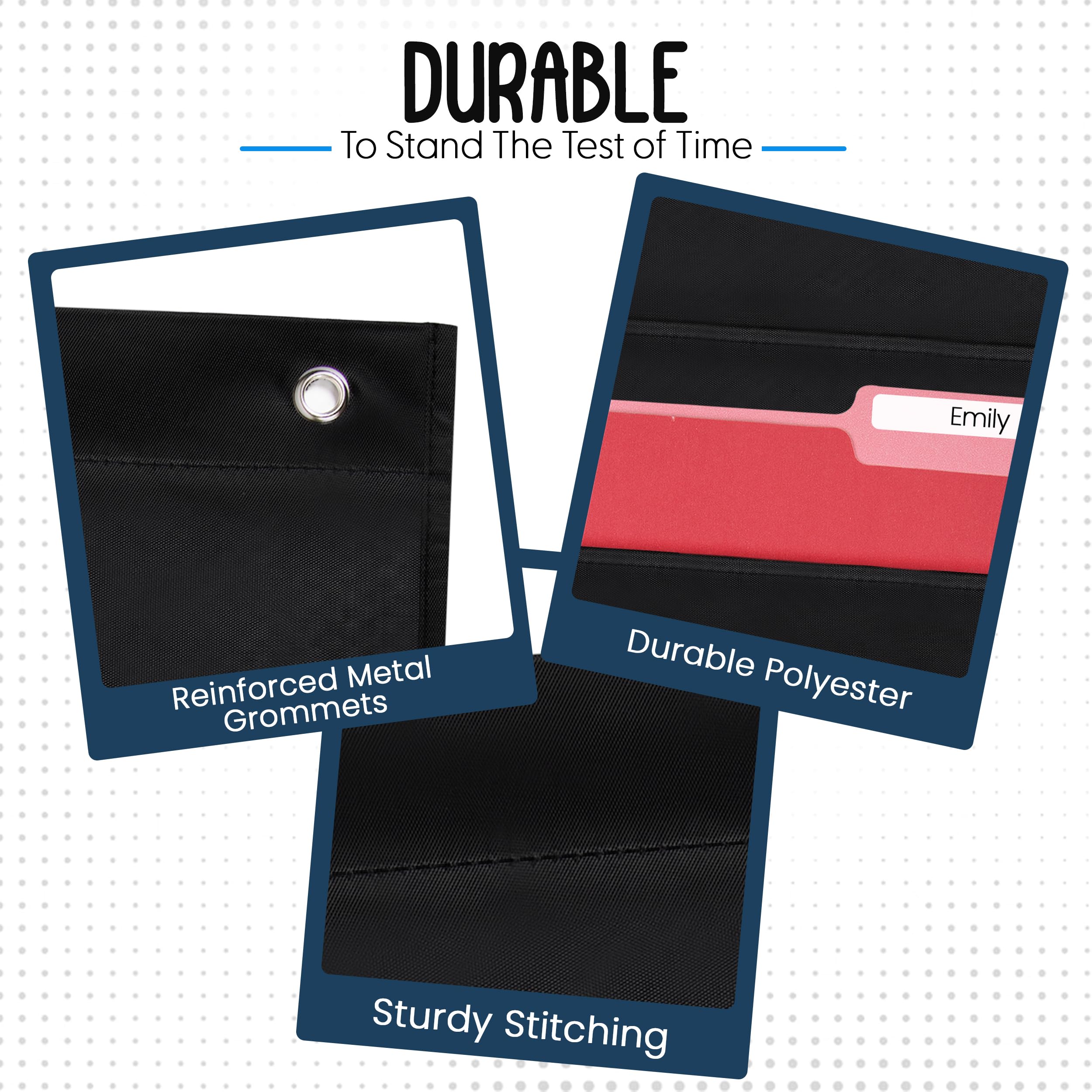 Essex Wares 10 Pocket Wall Hanging File Organizer - Black File Folder Chart 14