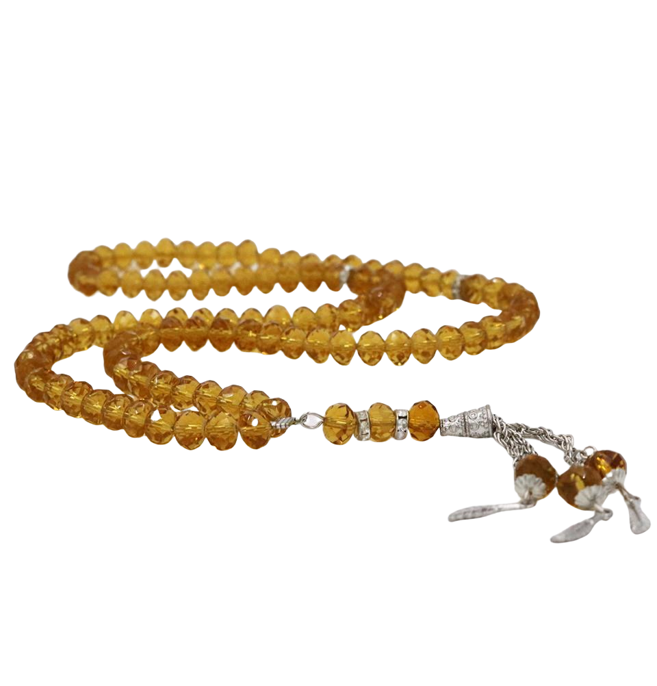 Premium Islamic Tasbih - 99 Crystal Cut Acrylic Prayer Beads with Gold Finish for Muslim Prayer, Meditation & Stress Relief - Perfect for Daily Dhikr, Gift Giving & Spiritual Practice