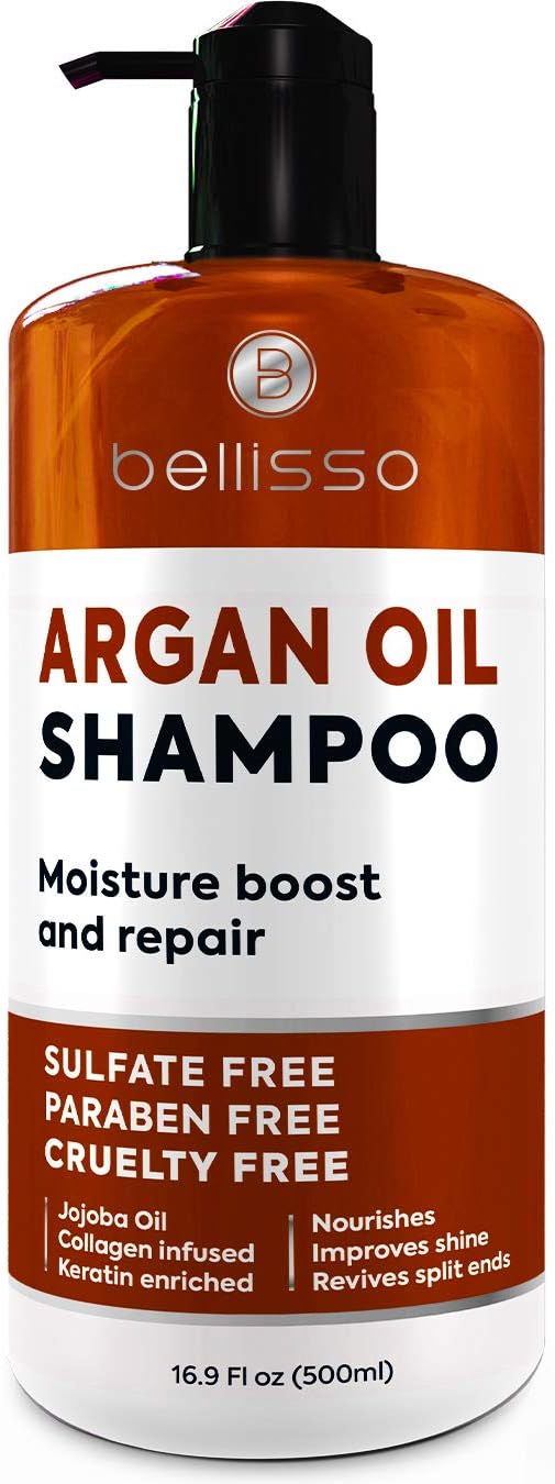 BELLISO Argan Oil Shampoo & Conditioner Set with Moroccan Hair Mask - Deep Hydration for Dry, Damaged Hair - Sulfate Free & Paraben Free - Salon Quality Hair Care for Women & Men - Perfect for Daily Use & Hair Repair