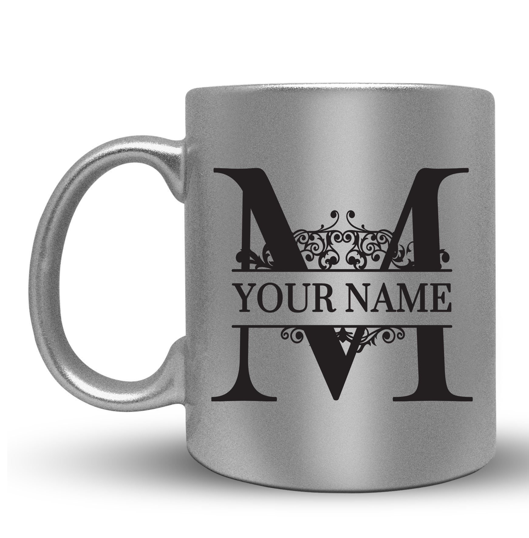 Personalized Monogram Coffee Mug - Custom Name Ceramic Cup - 11oz Coffee Mug for Office, Home & Gifts - Engraved Drinkware for Tea, Hot Chocolate & Coffee Lovers