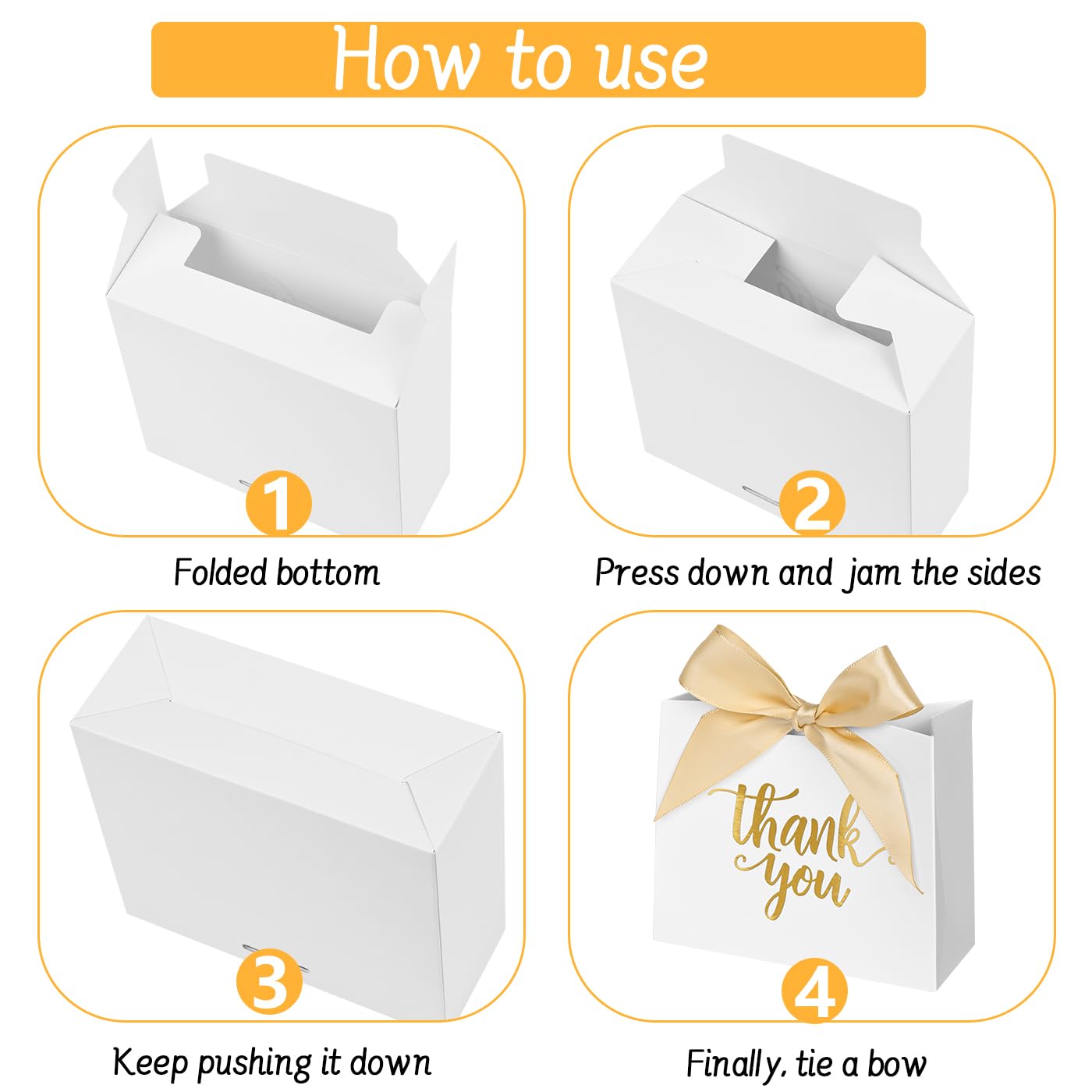60 Pack Small Thank You Bags - Elegant White Favor Bags for Weddings, Baby Showers & Party Favors - DECHISY