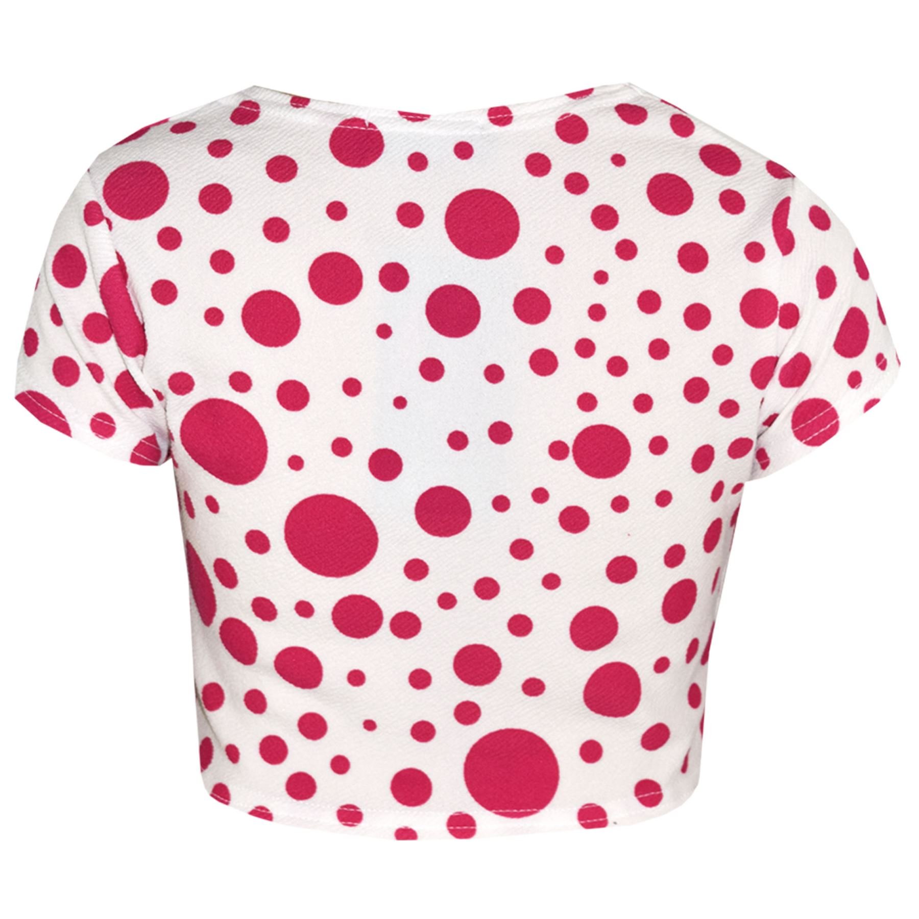 Girls' Pink Polka Dot Print Crop Top & Legging Midi Skater Dress Set for Kids Age 7-13 Years | Cute Casual Outfit for School, Parties & Playdates