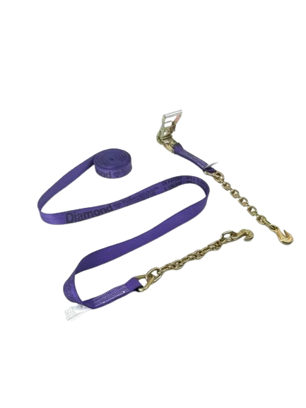 2-Pack 30-Inch Heavy Duty Ratchet Straps with Chain End & Grab Hook - Secure Cargo, Trailers, Motorcycles & More