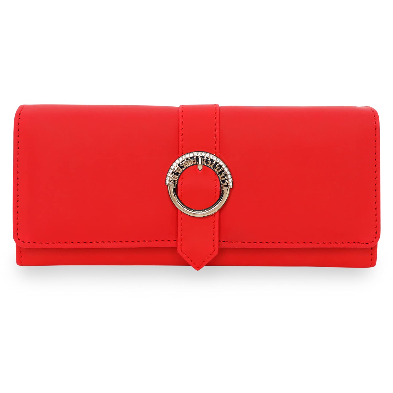 WROOTED Women's Stylish Red Faux Leather Clutch Purse - Trendy Handbag Wallet for Daily Use | Perfect for Parties, Work & Evening Events