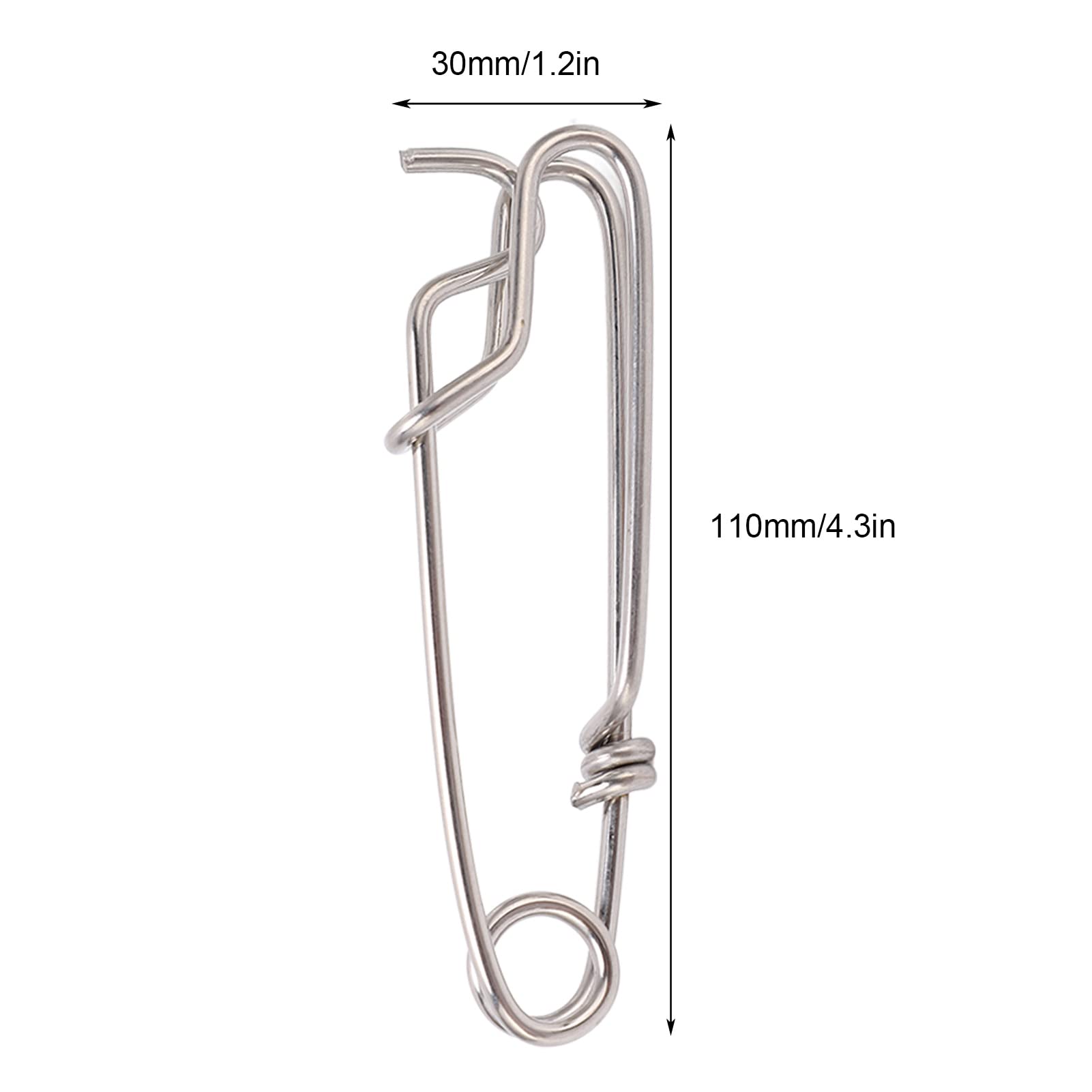 **5-Pack Stainless Steel Fishing Clips for Longline Fishing - Durable 3.0 x 110mm Hooks - Perfect for Saltwater & Freshwater Anglers - Ideal for Trolling, Deep Sea & Shore Fishing**