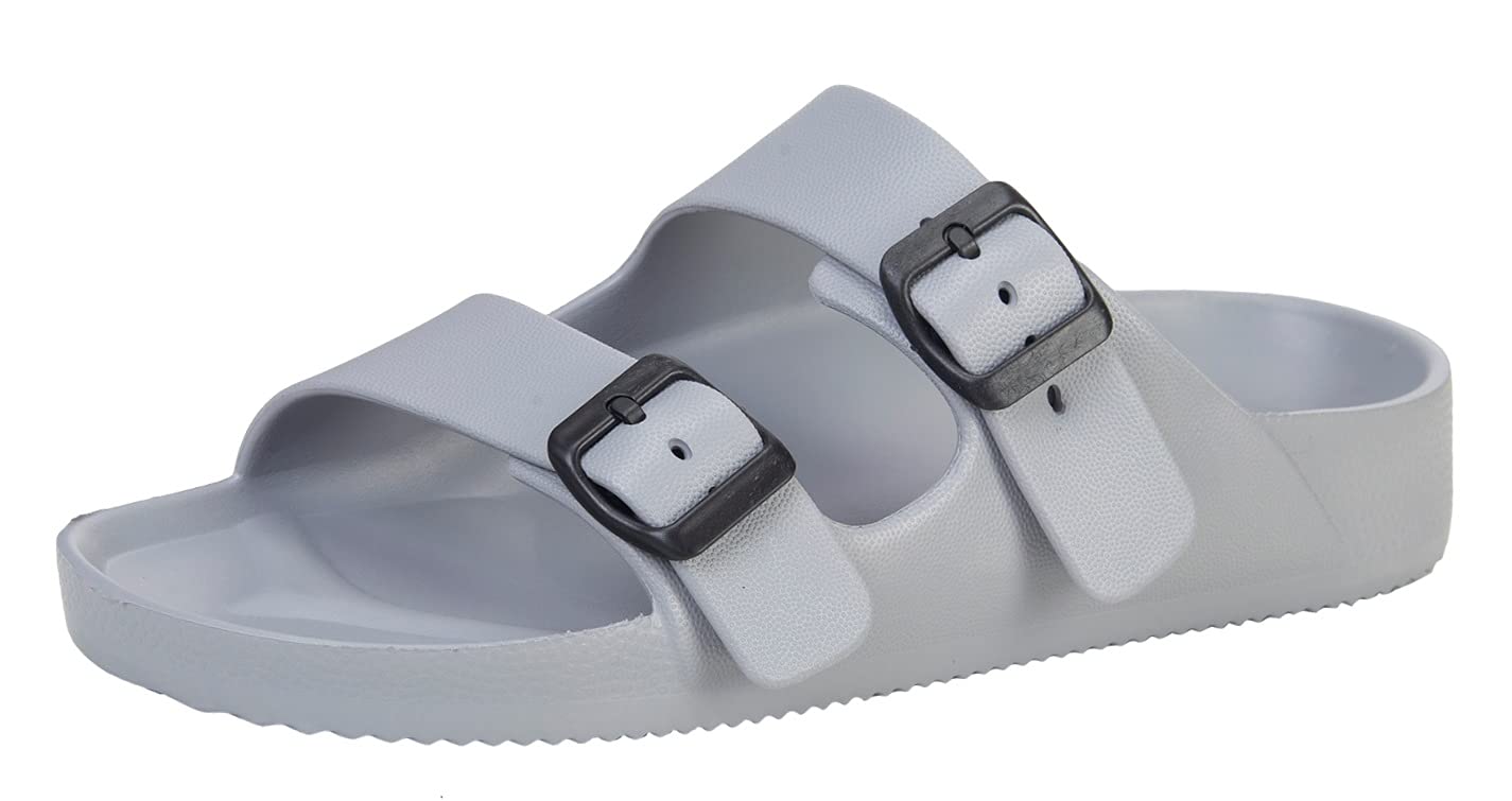 Unisex Adjustable Double Buckle Slides Sandals - Lightweight EVA Comfort Footbed with Arch Support for Men & Women - Perfect for Beach, Pool, Gym and Casual Wear
