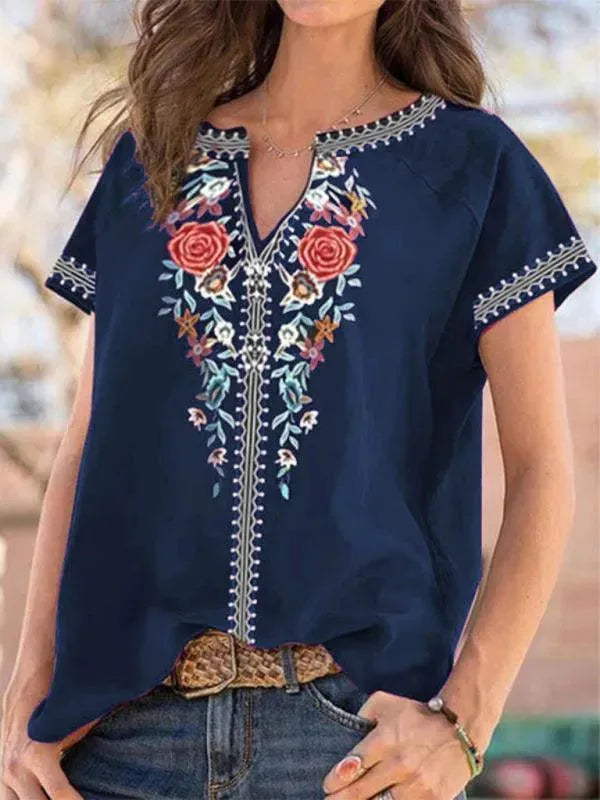 Flutter Sleeve Embroidered Women's Blouse - Elegant Floral Design for Casual Wear & Summer Outfits