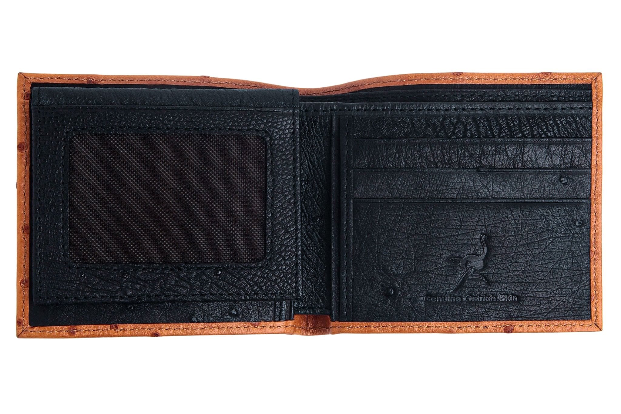 Premium Exotic Two-Tone Tan & Brown Ostrich Leather Wallet for Men - Stylish RFID Blocking Bifold Wallet for Everyday Use, Travel & Business