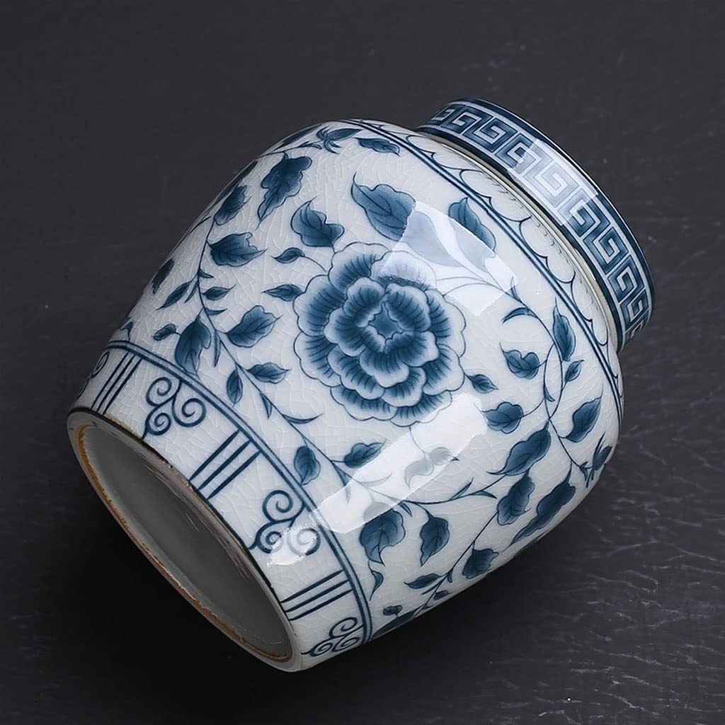 Premium Ceramic Storage Jars with Sealed Lids - Traditional Elegant Pattern Tea Canisters & Food Containers for Kitchen - Ideal for Storing Spices, Tea, Coffee, Condiments (Large Size) | Perfect for Pantry Organization, Tea Ceremonies & Gourmet Cooking
