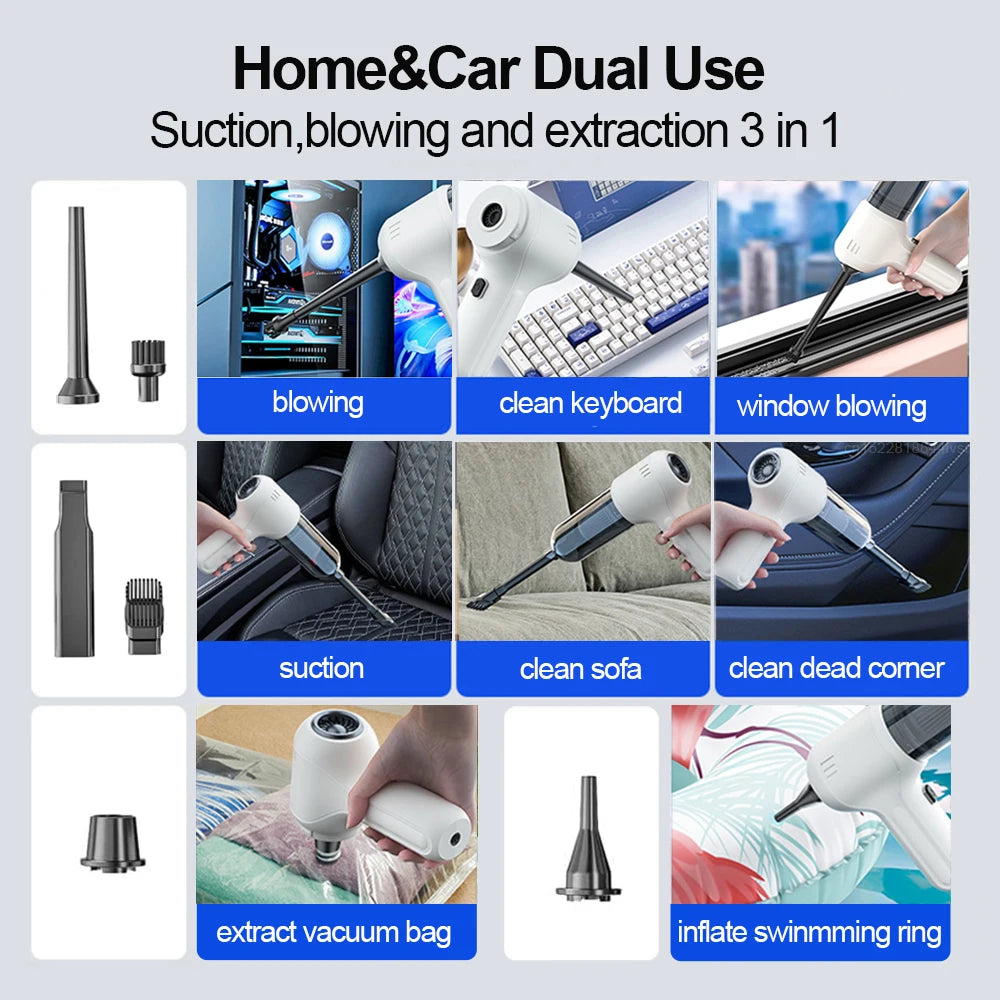 ANYCO Anymob 2-in-1 Mini Handheld Vacuum Cleaner - Cordless, Lightweight & Powerful for Home, Car, Pet Hair - White | Perfect for Quick Cleanups on Furniture, Stairs & Small Spaces