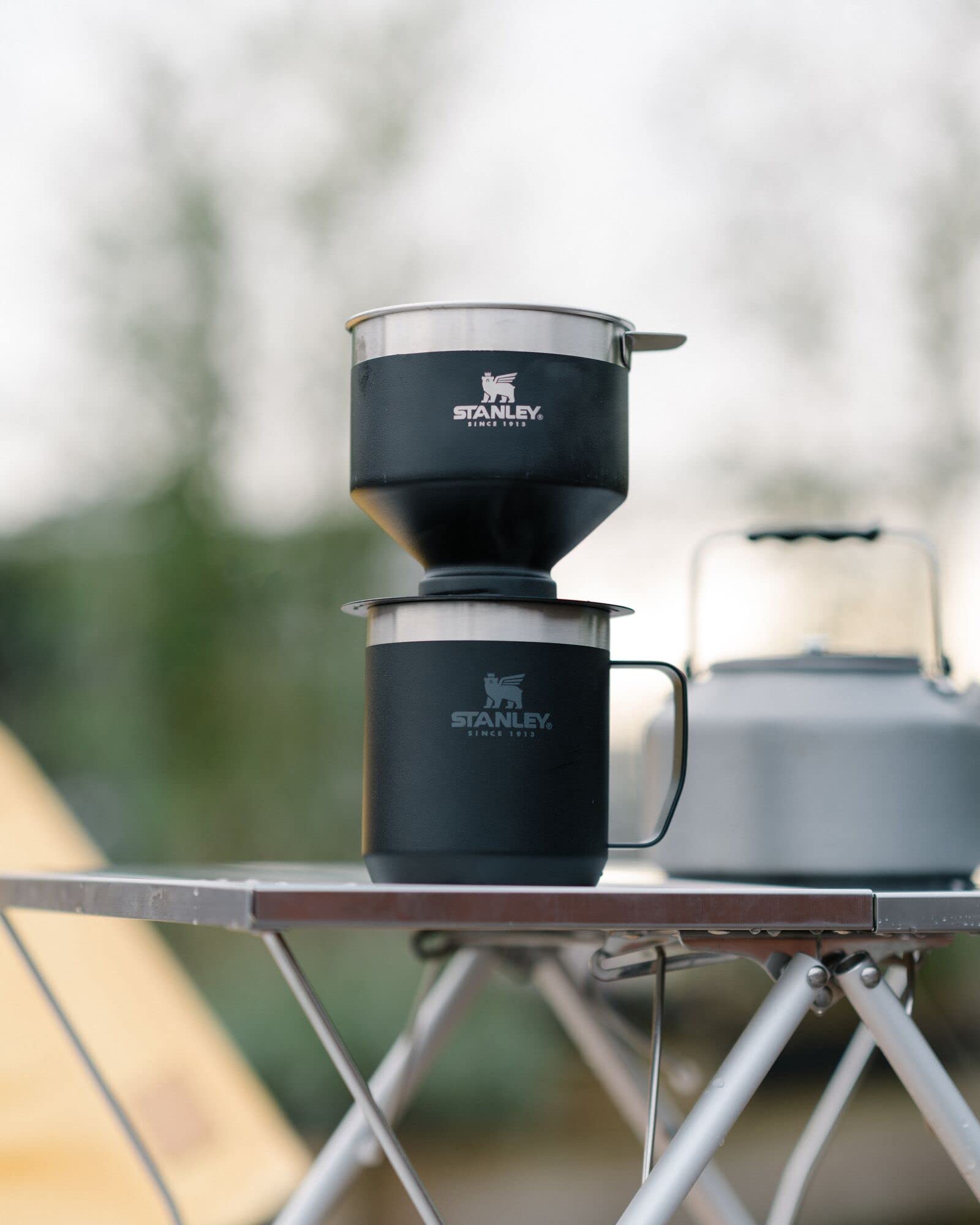 Stanley Perfect Brew Pour Over Coffee Maker - Manual Single Cup Drip Coffee Maker with Reusable Stainless Steel Filter | BPA-Free & Easy to Clean | Matte Black Design | Perfect for Home, Office & Travel Use