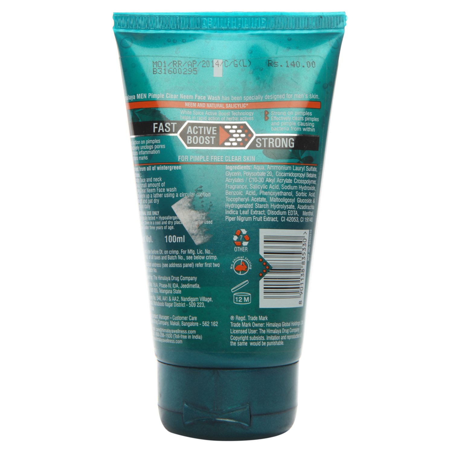 Himalaya Neem Pimple Clear Face Wash - 100ml Tube for Acne-Prone Skin | Gentle Daily Cleanser for Oily & Sensitive Skin