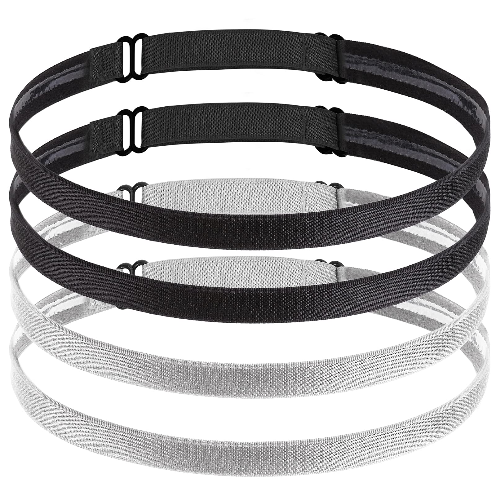4 Pack Non-Slip Elastic Sports Headbands - Sweat Absorbent Running & Yoga Hairbands for Women & Men - Adjustable Workout Headwear for Football, Gym, Outdoor Exercise & Active Lifestyle