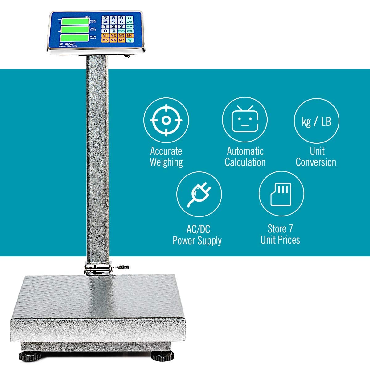 MEDIMALL 660lbs Digital Floor Scale - Foldable Electronic Platform Scale with LCD Display, AC/DC Power, LB/KG Switch - Heavy Duty Shipping Scale for Luggage, Mailing, Warehouse, Logistics & Industrial Use