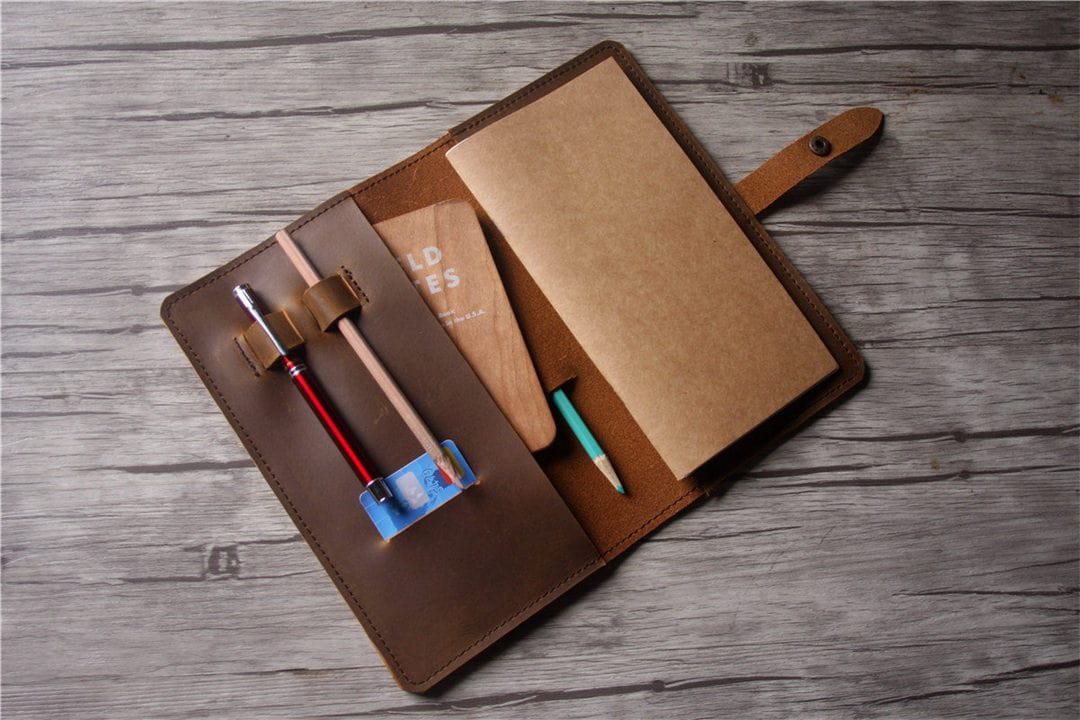 Vintage Distressed Leather Travelers Notebook Journal - Yellowish Brown Cover, Refillable Notebook for Writing, Sketching & Travel Journaling - Perfect Gift for Writers & Adventurers