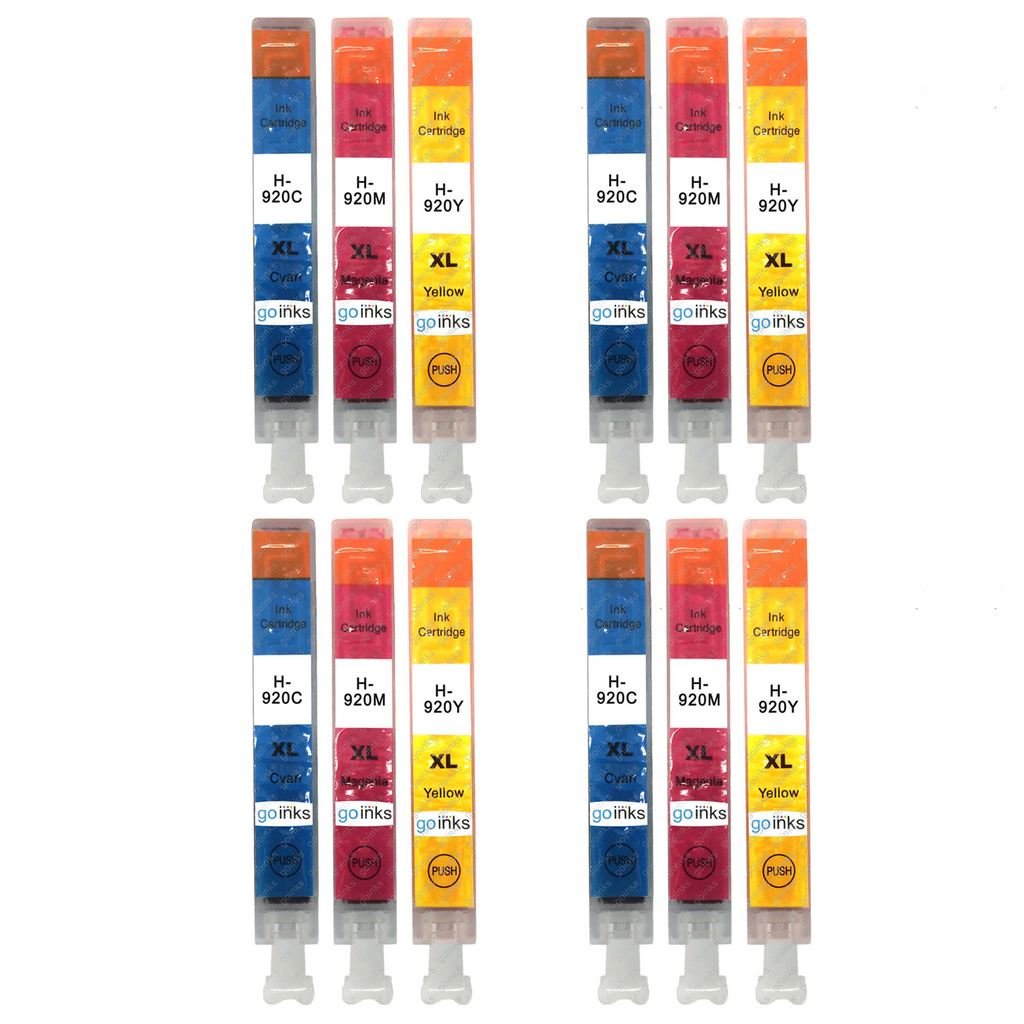 4-Pack HP 920 Compatible Ink Cartridges - Cyan, Magenta, Yellow (CMY) - Non-OEM Replacement for HP Photosmart Printers - High-Quality Printer Ink for Home & Office Printing