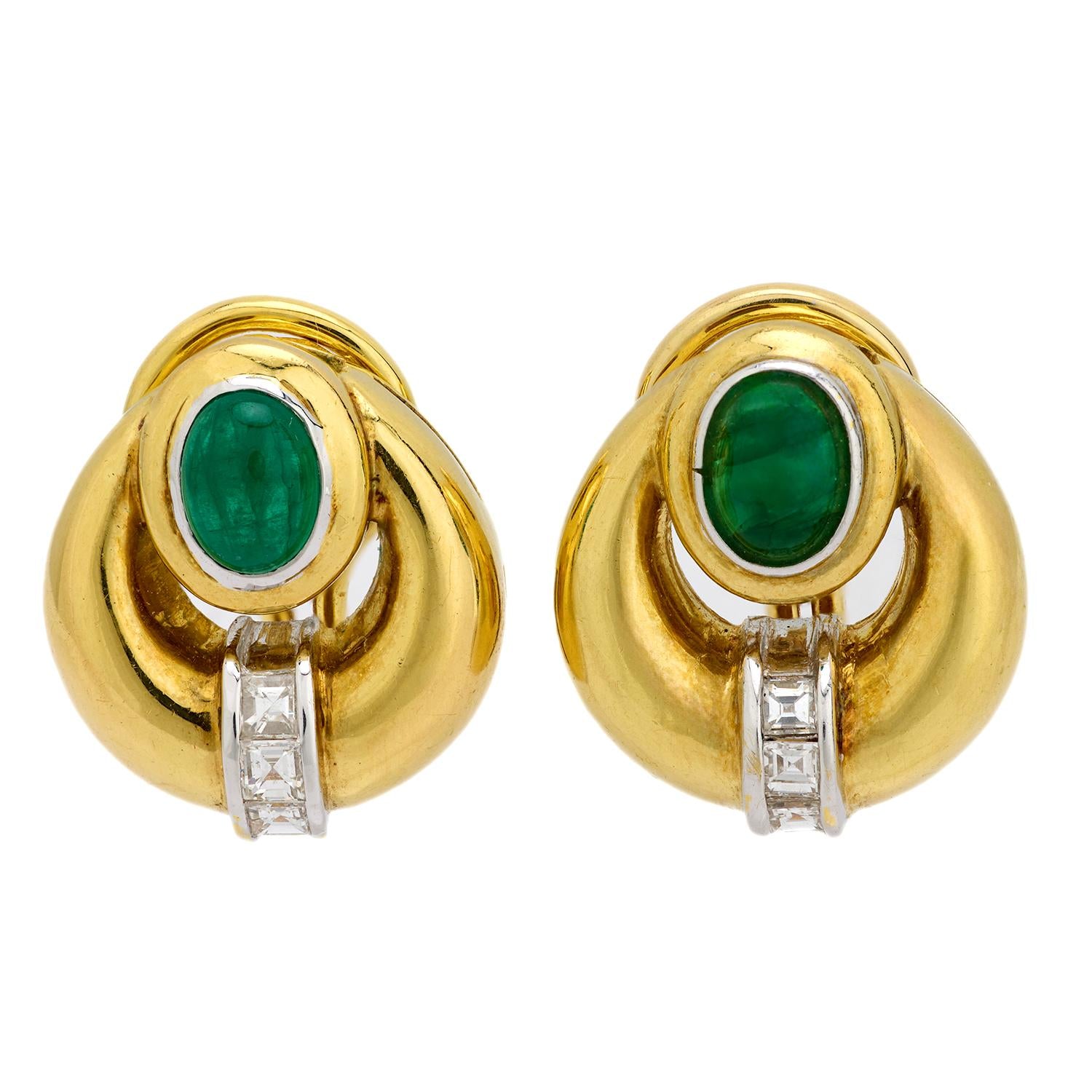 18K Gold Emerald and Diamond Earrings for Women – Elegant Dangle Drop Earrings for Weddings, Parties & Special Occasions