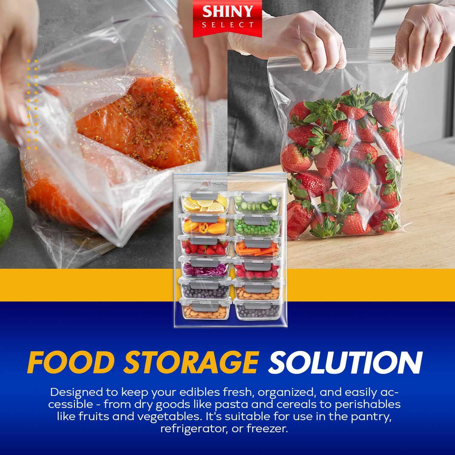 25 Pack 3.5 Gallon Extra Large Heavy Duty Freezer Bags - Airtight Resealable Storage Bags for Food Preservation, Meal Prep, Brining, Moving & Closet Organization - Perfect for Freezing, Packing & Home Storage