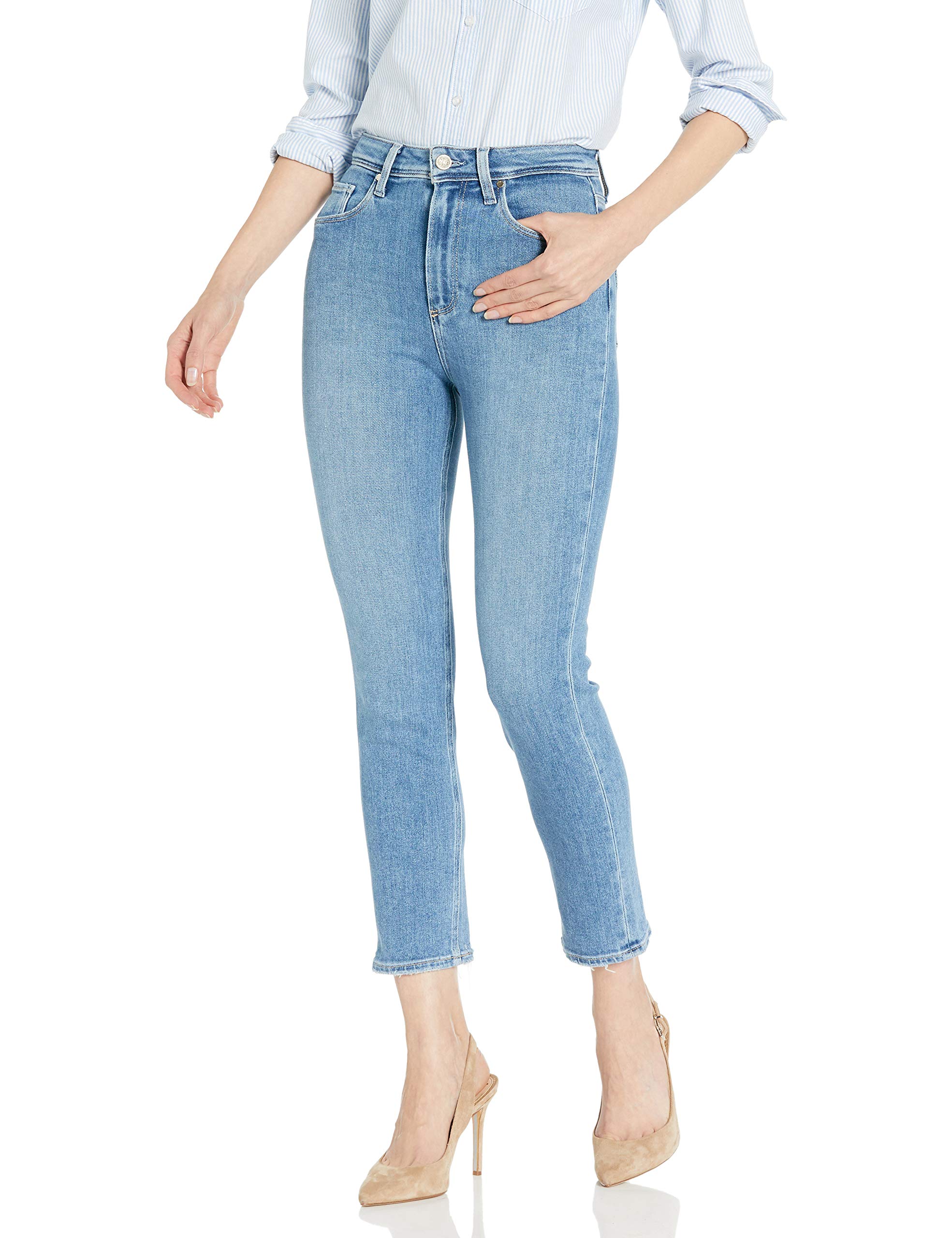 PAIGE Women's Sarah Slim Crop Jeans - High Waist Distressed Denim for Casual Wear & Everyday Outfits | Perfect for Spring & Summer Fashion