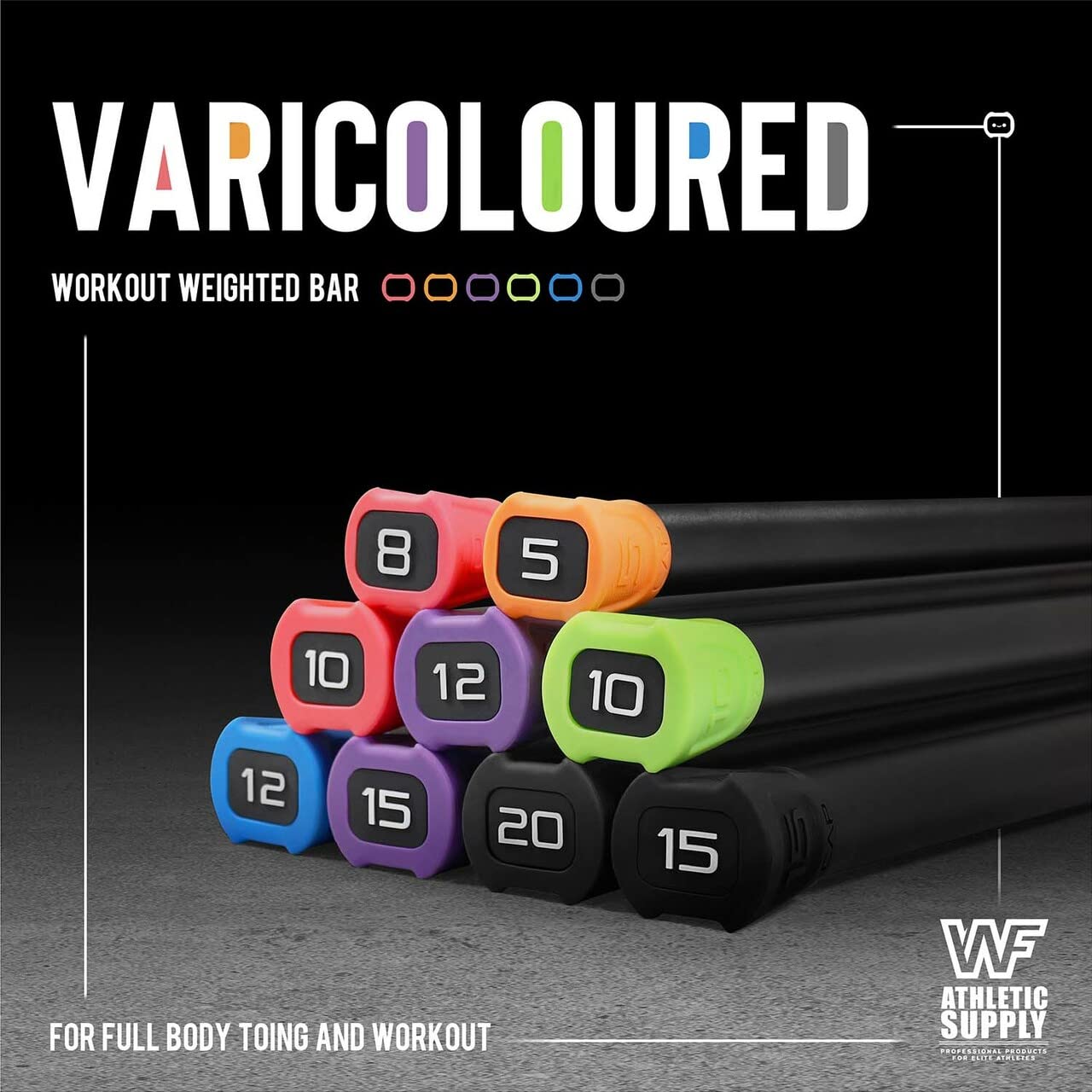 WF Athletic Supply Padded Body Bar - Weighted Workout Bar for Strength Training, Body Sculpting & Physical Therapy | Perfect for Home Gym, Pilates & Rehabilitation Exercises