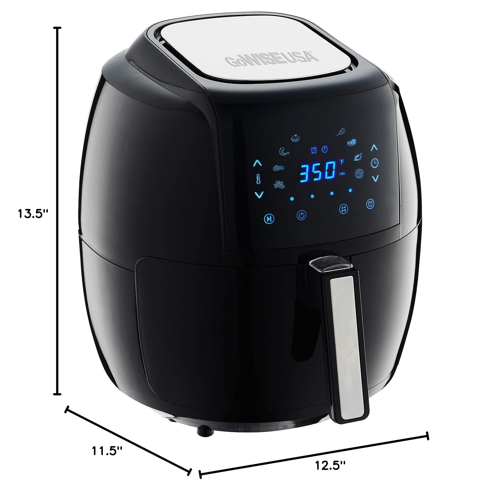 GoWISE USA 1700W 5.8QT 8-in-1 Digital Air Fryer with Recipe Book - Black | Healthy Oil-Free Cooking for Family Meals, Snacks & Meal Prep