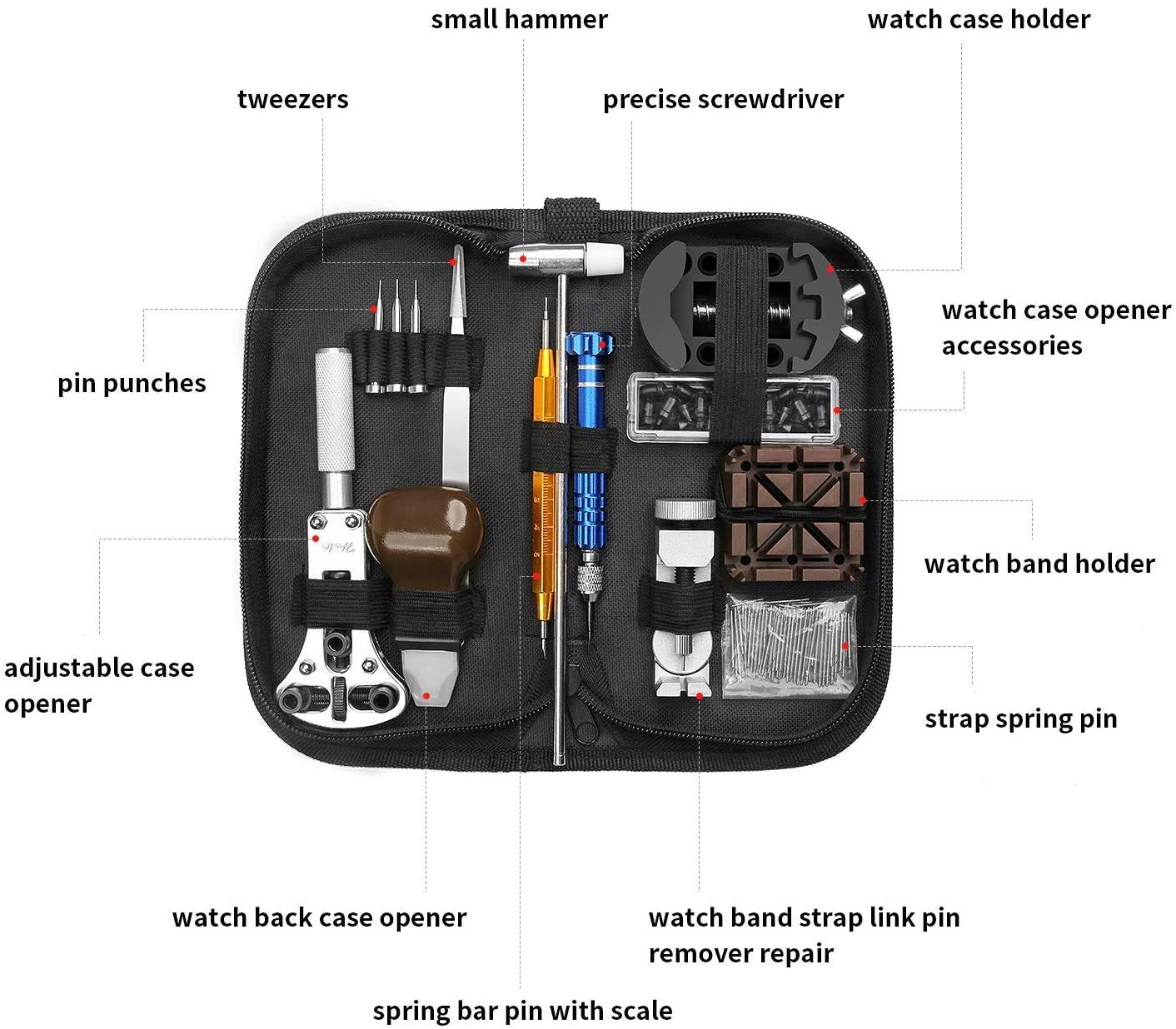 Professional Watch Repair Kit - Watch Link Removal Tool, Back Case Opener & Spring Bar Tool Set for DIY Watch Band Adjustments, Battery Replacement & Maintenance | Perfect for Watch Enthusiasts & Jewelers