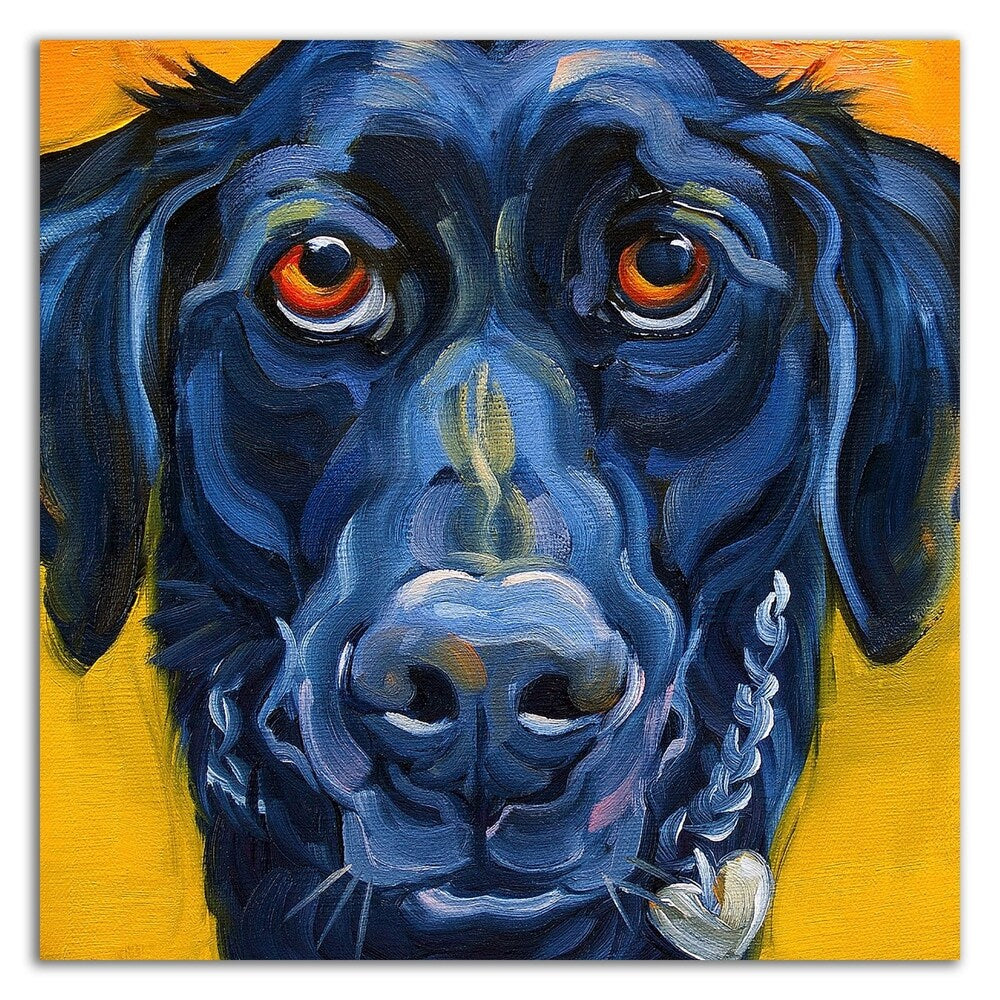 Black Dog by CR Townsend - Premium Canvas Wall Art Print, Ready to Hang - Perfect for Living Room, Bedroom & Office Decor