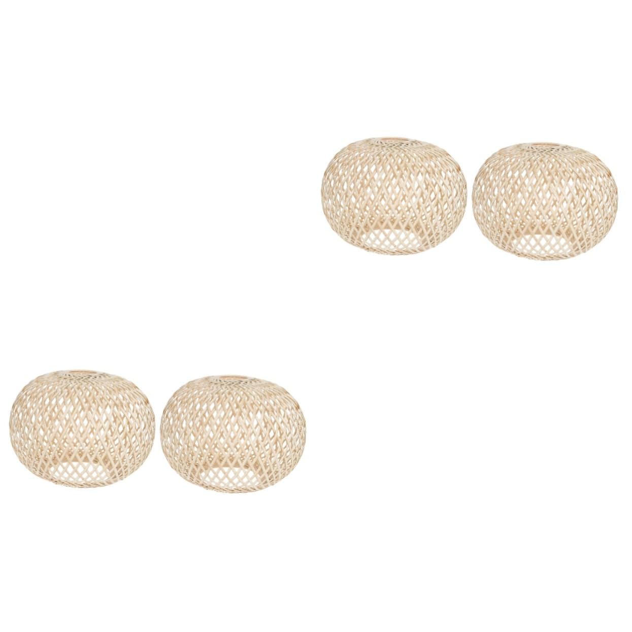 2 Pack Vintage Woven Barrel Lamp Shades - E27 Bulb Compatible Pendant Light Covers for Bedroom, Living Room & Japanese Decor (Beige, Small Size) | Boho Home Lighting, Ceiling Fixtures & Cozy Ambiance