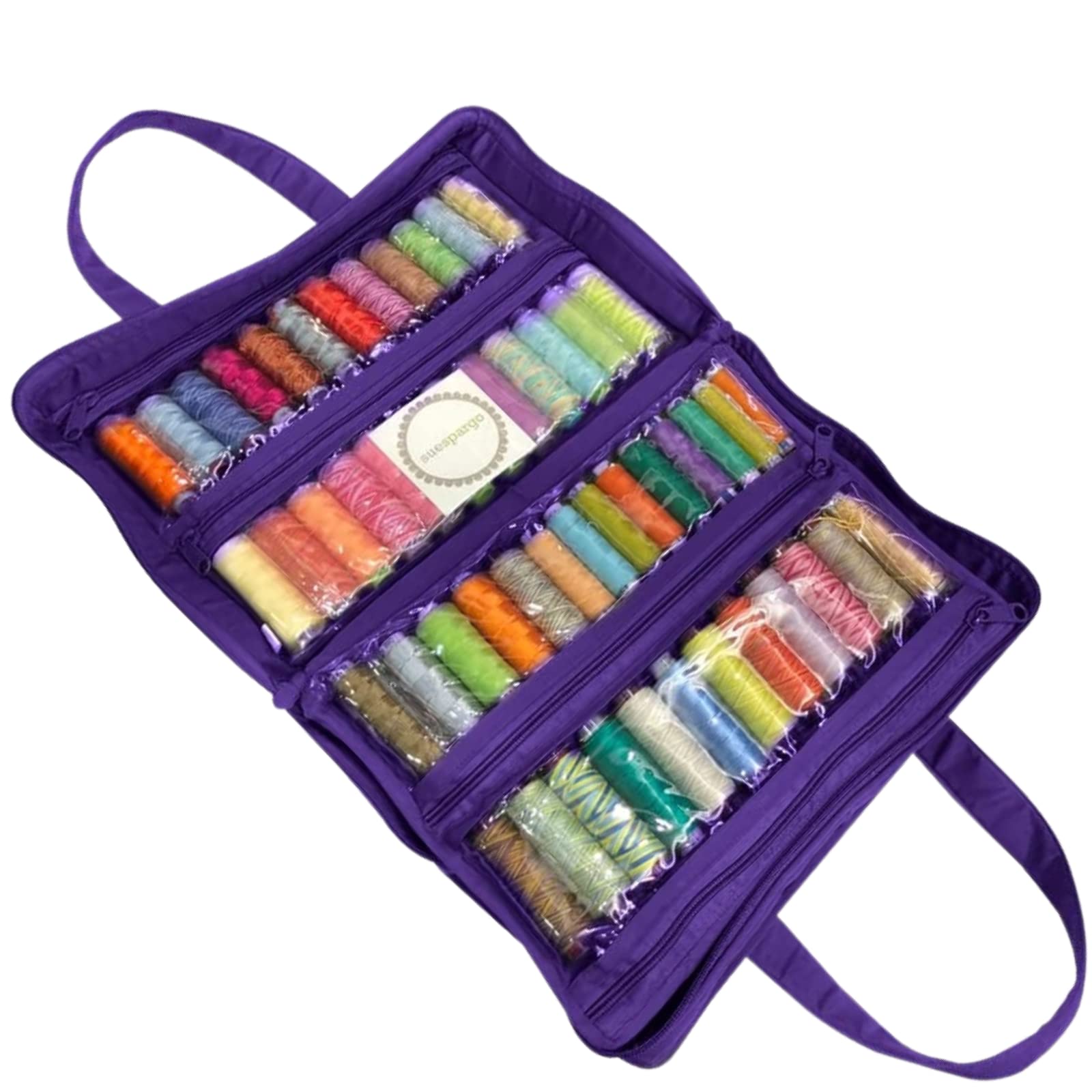 Yazzii 100 Spool Thread Organizer - Portable Sewing Thread Storage Bag with Handle - Purple Craft Organizer for Embroidery, Quilting & Sewing Projects at Home or On The Go