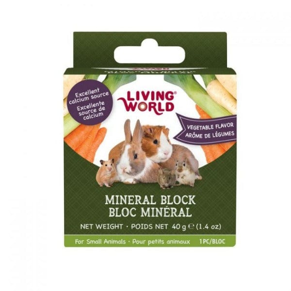 Living World Vegetable Flavor Mineral Block for Small Animals - Essential Calcium Supplement for Rabbits, Guinea Pigs & Hamsters - Perfect for Cage Chewing & Dental Health