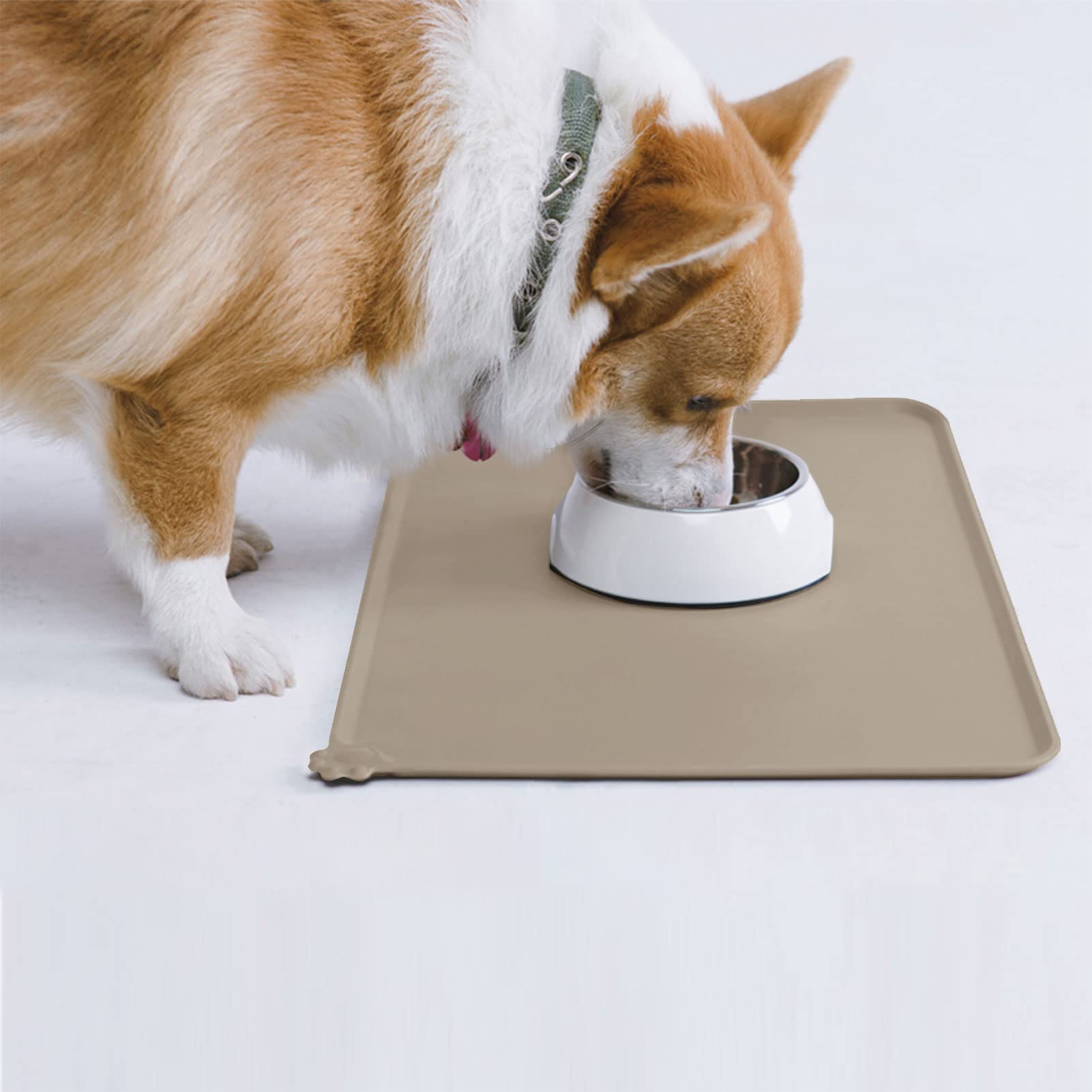 **AUDWUD Non-Slip Silicone Pet Feeding Mat - Waterproof Dog Bowl Mat for Food & Water - Perfect for Messy Eaters & Spill Protection in Kitchen, Crate, or Outdoor Use**