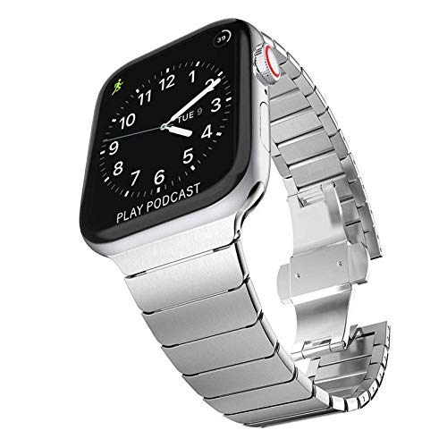 Premium Stainless Steel Apple Watch Band - Compatible with Series 6/SE/5/4/3/2/1 (38mm/40mm) - Durable Metal Link Bracelet for Women & Men - Sporty & Breathable Design - Perfect for Workouts, Office & Everyday Wear - Available in Black & Silver