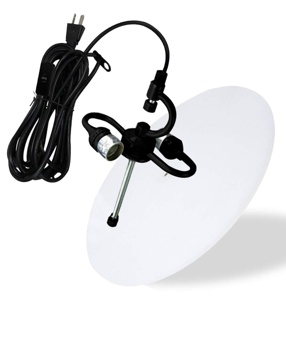 HomeConcept 2-Light Plug-in Swag Pendant with White Linen Drum Shade & Diffuser - 16 Inch Black Cord for Kitchen Island, Dining Room, or Bedroom Lighting
