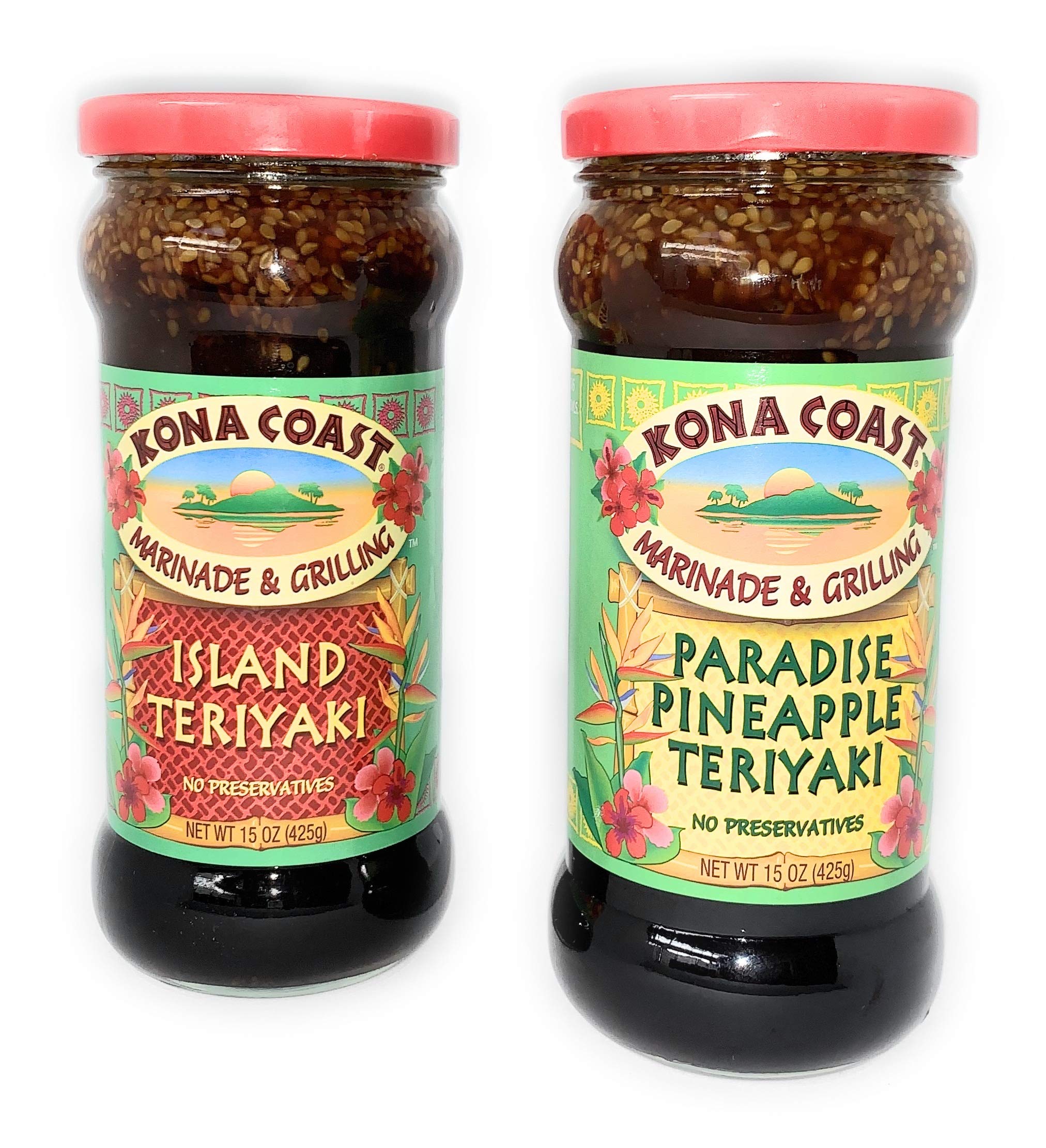 Kona Coast Teriyaki Marinade 2-Pack - Paradise Pineapple & Island Teriyaki Sauce for Grilling | Perfect for Indoor & Outdoor BBQ, Asian Cuisine, and Teriyaki Lovers | Great for Chicken, Beef, and Seafood Marinades