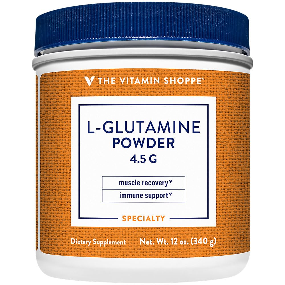 The Vitamin Shoppe L-Glutamine Powder 4.5G - Pure Free Form Amino Acid Supplement for Muscle Recovery & Immune System Support (12oz Powder) - Post-Workout Recovery & Immune Booster for Athletes & Fitness Enthusiasts