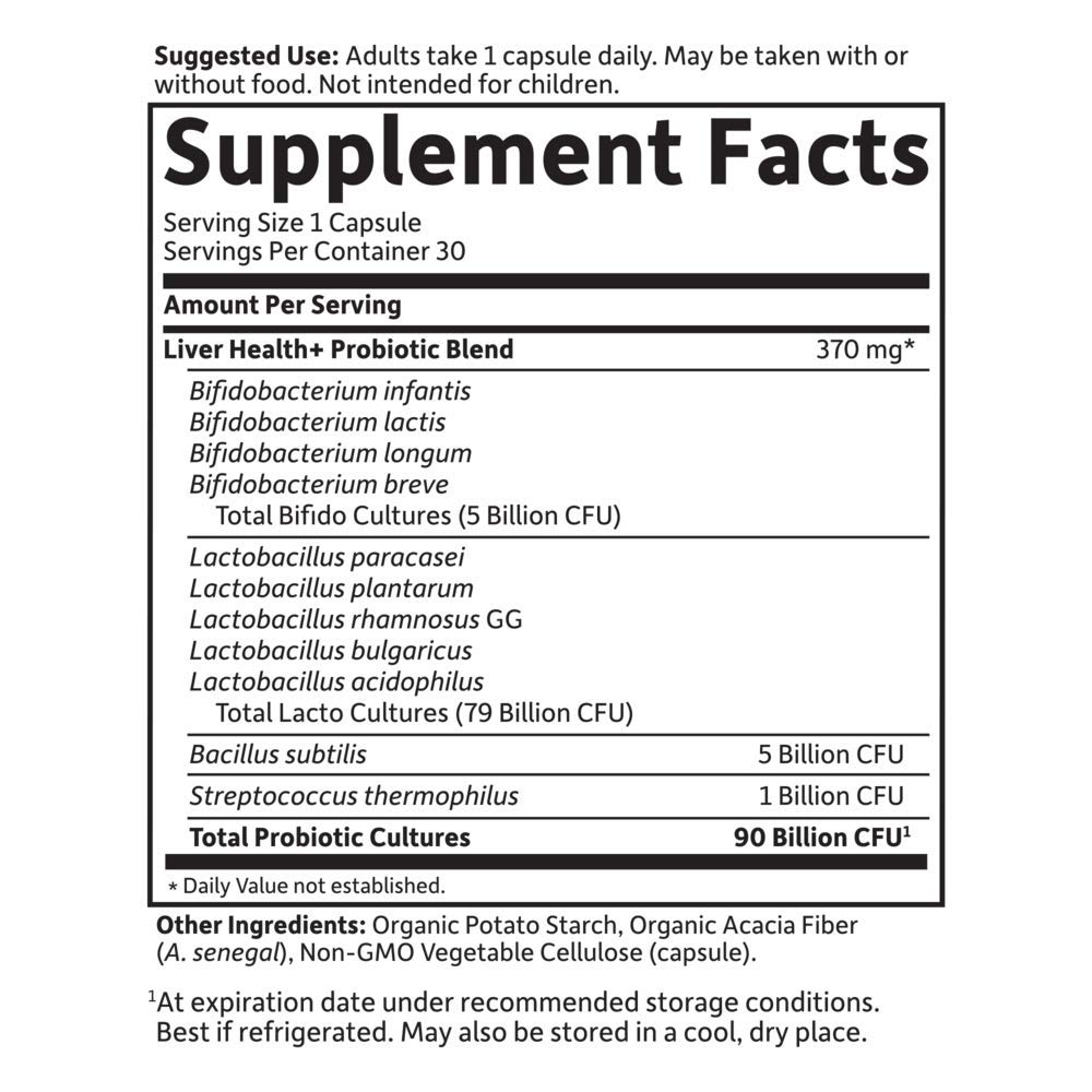 Garden of Life Dr. Formulated Probiotics Platinum Series for Liver Health - 90 Billion CFU Guaranteed | Daily Probiotic Supplement for Detox & Digestion Support | Vegan, Gluten-Free, 30 Capsules | Ideal for Daily Wellness & Gut Health Maintenance