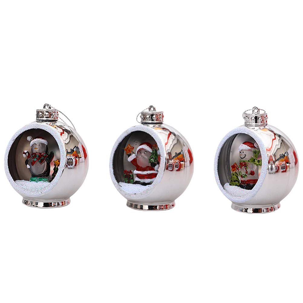 OSALADI 3-Piece Christmas Electroplated Ball Lights - Battery Operated Xmas Tree Ornaments for Holiday Decor, Fireplace & Indoor Lighting | Perfect for Christmas Tree Decorations, Mantel Displays & Festive Home Ambiance
