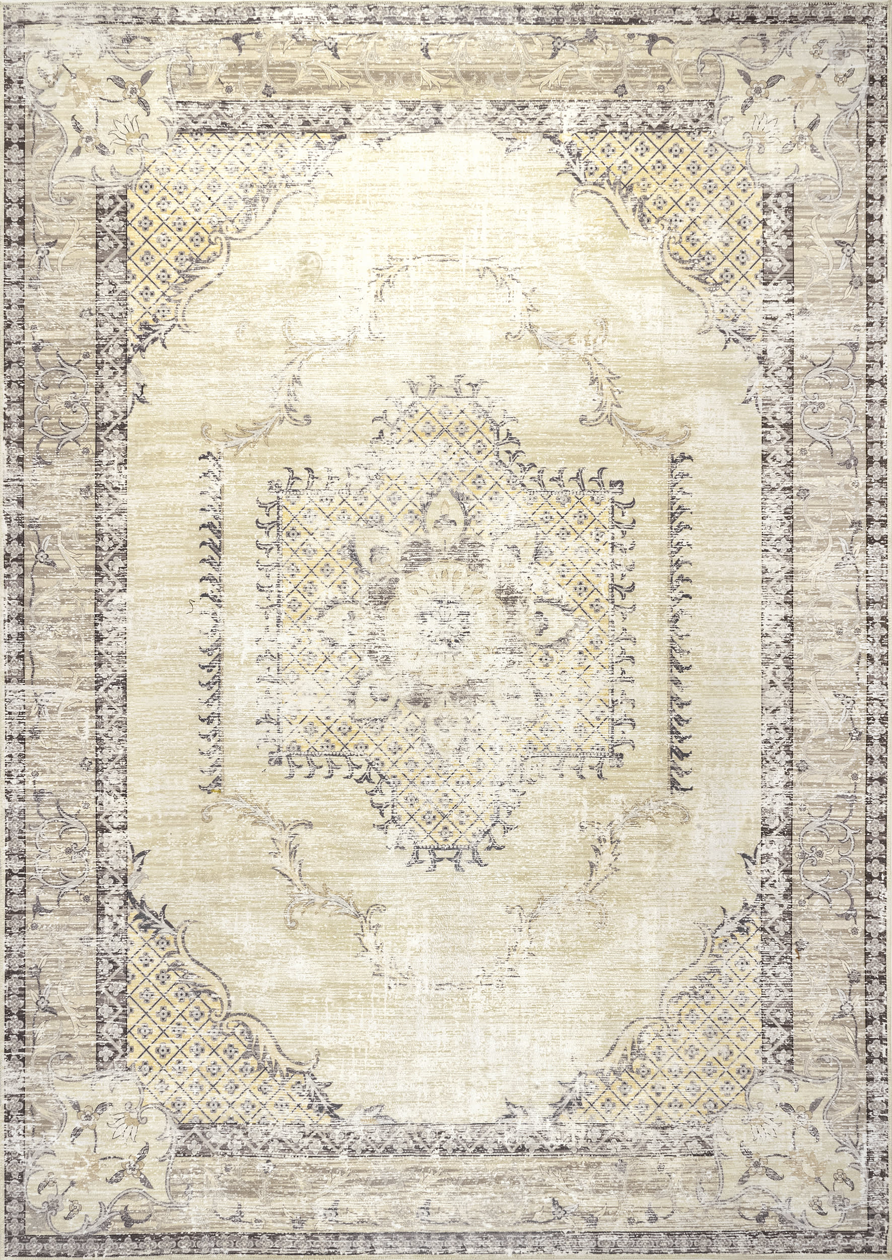 Burr Medallion Washable Rug - Soft Cream Area Rug for Living Room, Bedroom, Dining Room | Machine Washable, Stain Resistant, Non-Slip Backing | Perfect for Home Decor and High Traffic Areas