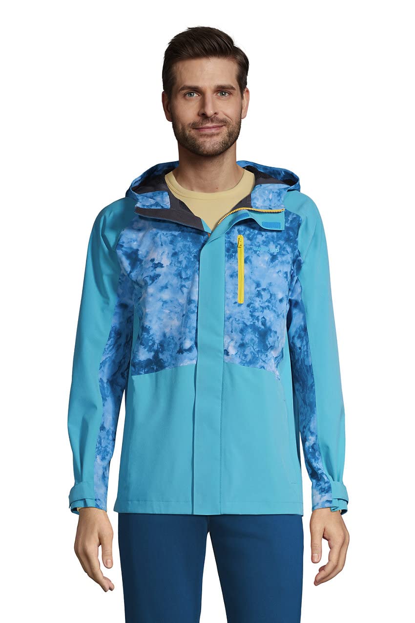 Lands' End Men's Waterproof Rain Jacket - Lightweight Windproof Outdoor Jacket for Hiking, Camping & Travel | All-Weather Protection