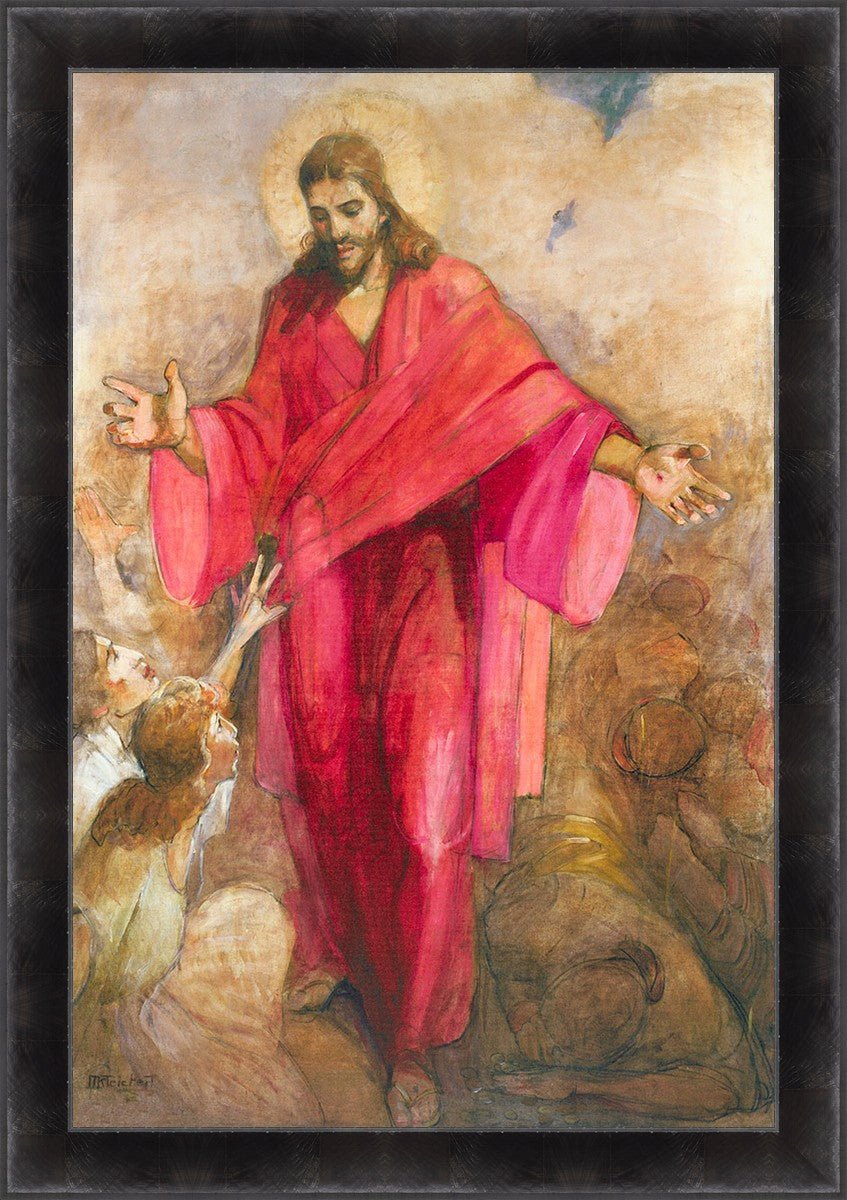 Large Christ in Red Robe Wall Art - Religious Home Decor for Living Room, Bedroom & Church