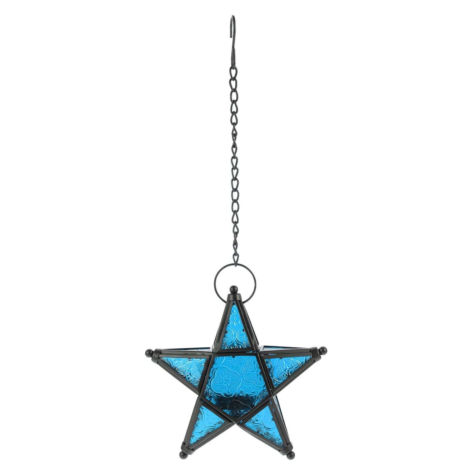 Elegant Star-Shaped Glass Candle Holder - Windproof Candle Stand with Hanging Chain for Home Decor, Wedding Centerpieces & Outdoor Parties - Exquisite Handcrafted Candle Base Container