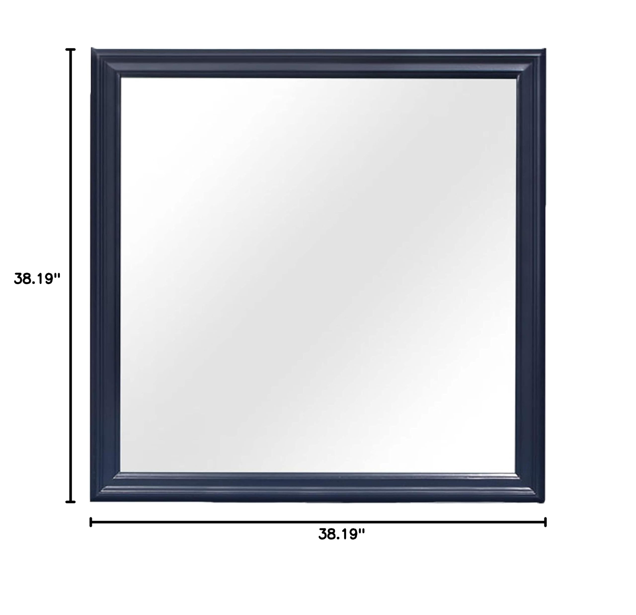 Global Furniture USA Charlie Blue Square Mirror - Modern Wall Decor for Living Room, Bedroom & Bathroom | Stylish Home Accent