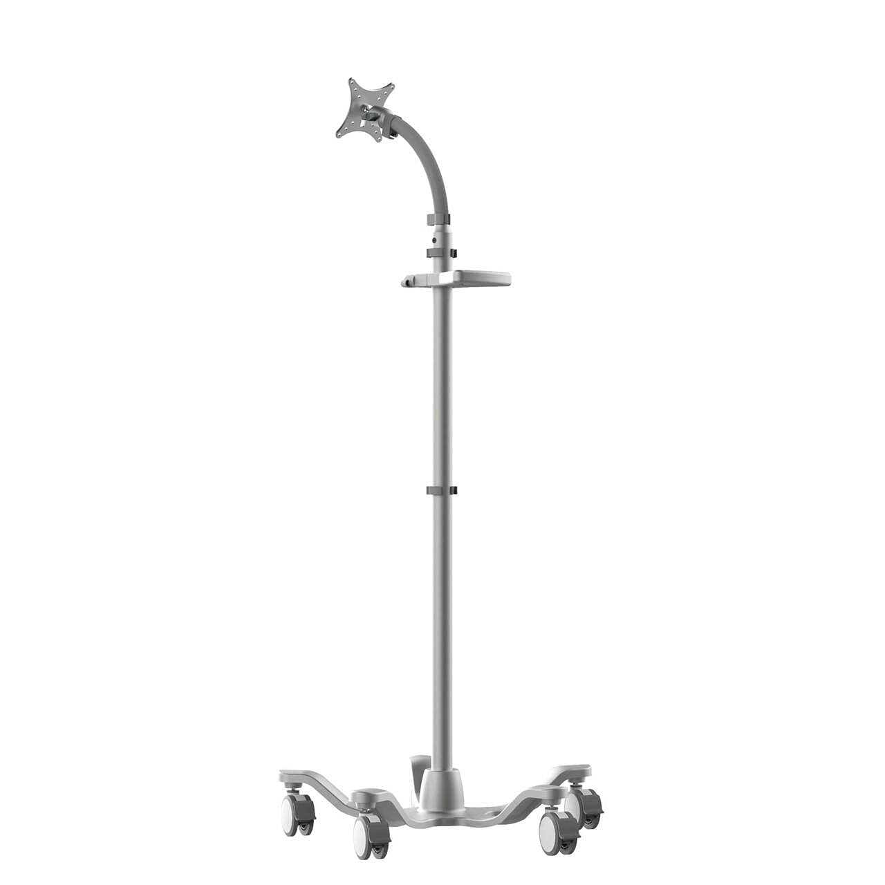 AgileGo Rolling VESA Universal Mount Mobile Tablet Cart - Commercial Grade Adjustable Gooseneck Stand for iPad, Surface Pro, Monitor (RVU101) | Perfect for Retail, Classroom, Hospital & Office Use