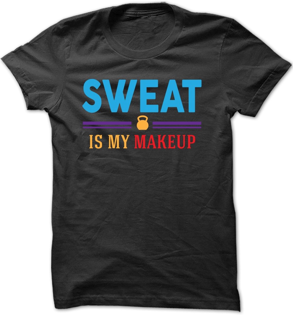 Bad Bananas Sweat is My Makeup Fitness T-Shirt - Unisex Cotton Crew Neck Tee for Gym Workouts & Casual Wear