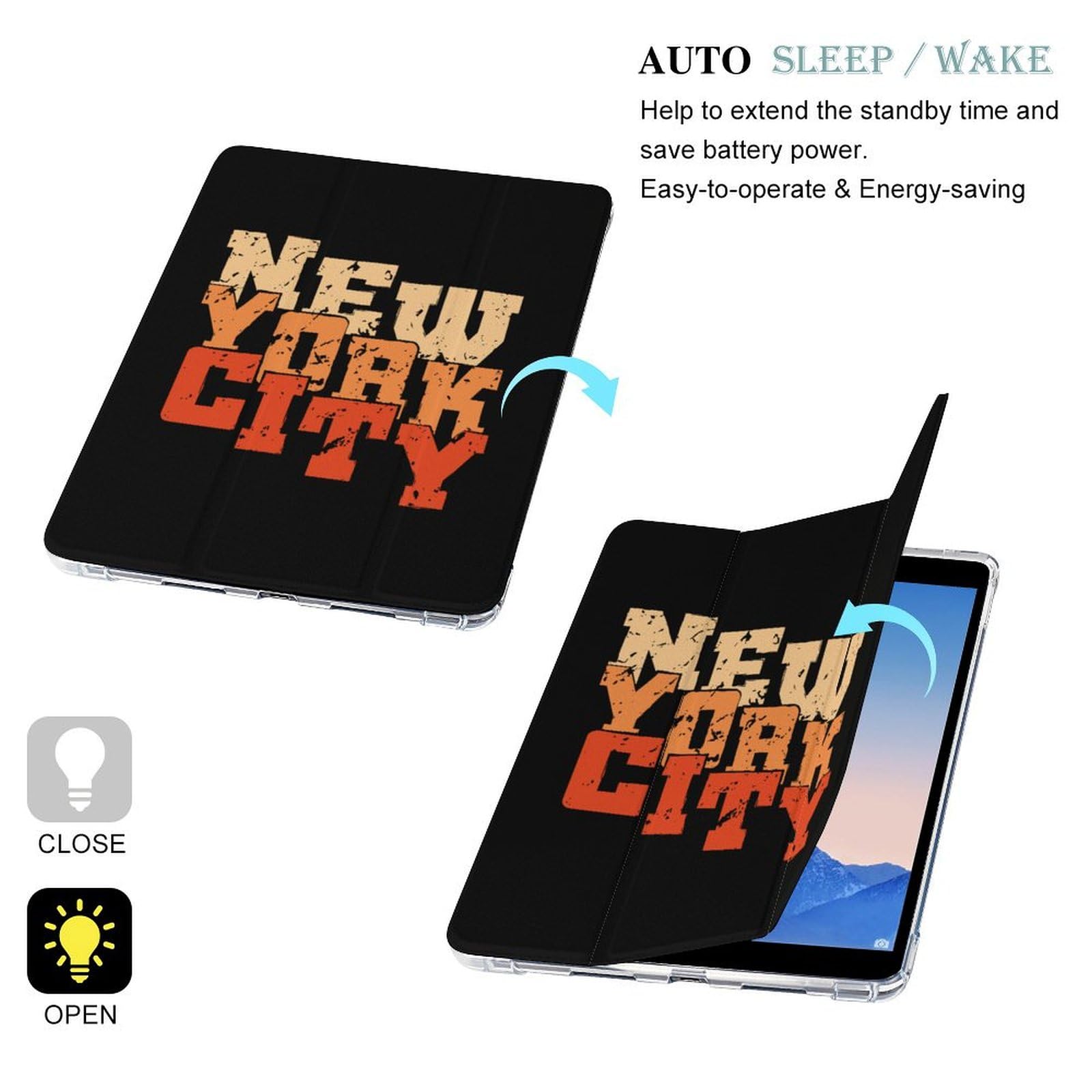 Retro New York City iPad Case - Soft Silicone Protective Cover with Smart Stand & Pencil Holder for iPad Pro 10.5 (2017) & iPad Air 3 (10.5 inch) - Perfect for Work, Travel & Home Use