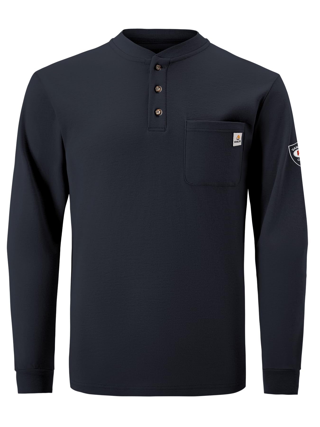 Flame Resistant Shirts for Men - Lightweight 6.5oz Long Sleeve Henley Shirts, CAT2 NFPA2112 Certified FR Workwear - Ideal for Industrial Safety, Welding & Oilfield Jobs