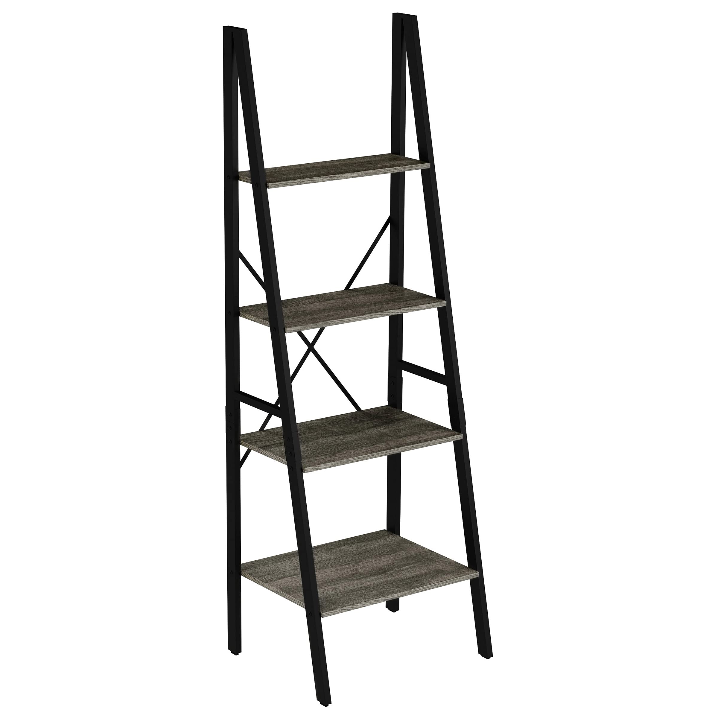 4-Tier Bookshelf – Open Industrial Style Wooden Bookcase – Freestanding Shelving Unit for Home or Office by Lavish Home (Gray Woodgrain) Set of 2 | Perfect for Living Room, Bedroom, Study & Office Storage | Modern Wooden Bookshelf Organizer for Books, Decor & Display