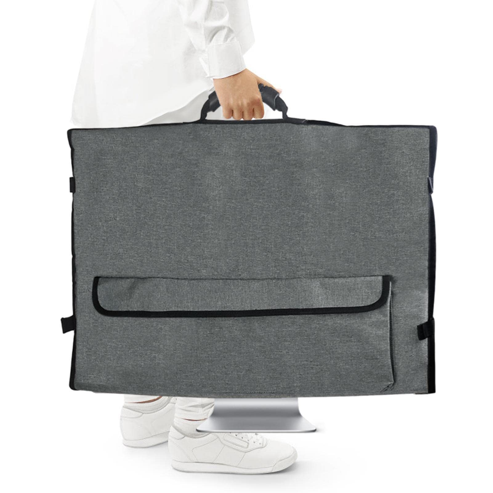 27 Inch Monitor Travel Case with Handle & Pockets - Soft Velvet Lined Portable Screen Protector Bag for Laptop, Computer & Accessories - Perfect for Business Trips, Commuting & Air Travel