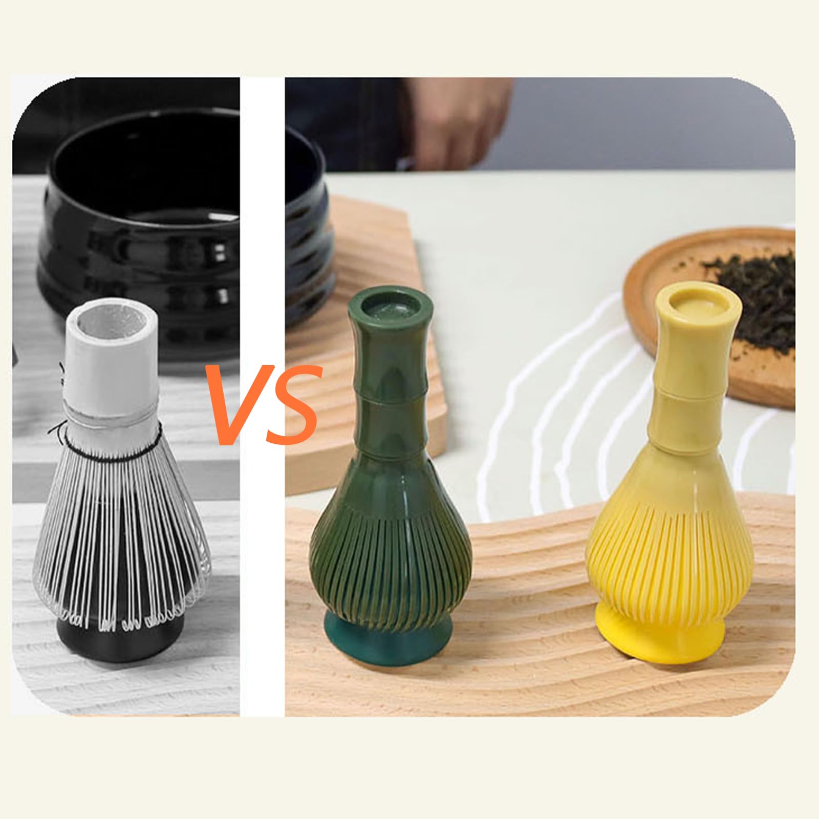 Premium Food-Grade Silicone Matcha Whisk Chasen - Durable Resin Tea Whisk for Matcha Green Tea Powder - Includes Whisk Holder (Black, Medium Size) - Perfect for Traditional Japanese Tea Ceremony & Home Brewing