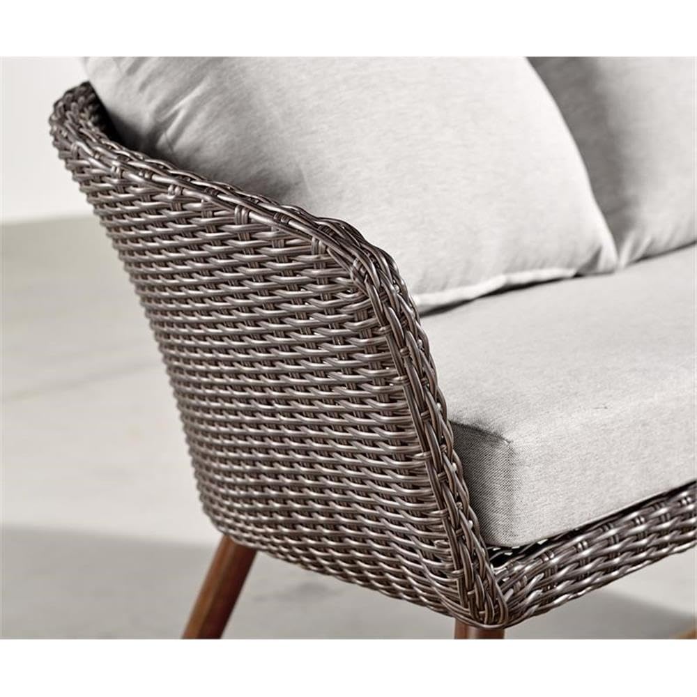 Athens All-Weather Brown Wicker Outdoor Patio Chairs with Removable Light Gray Cushions (Set of 2) - Durable Weather-Resistant Rattan Furniture for Garden, Poolside, Deck or Backyard Relaxation